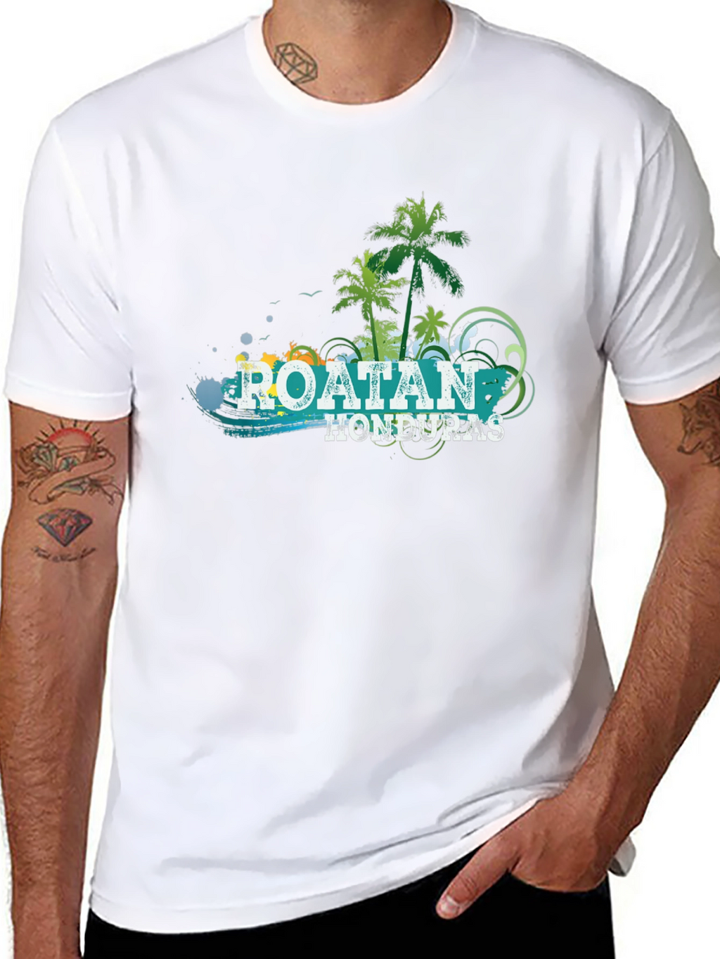 Roatan Honduras Palm Tree Graphic T-Shirt