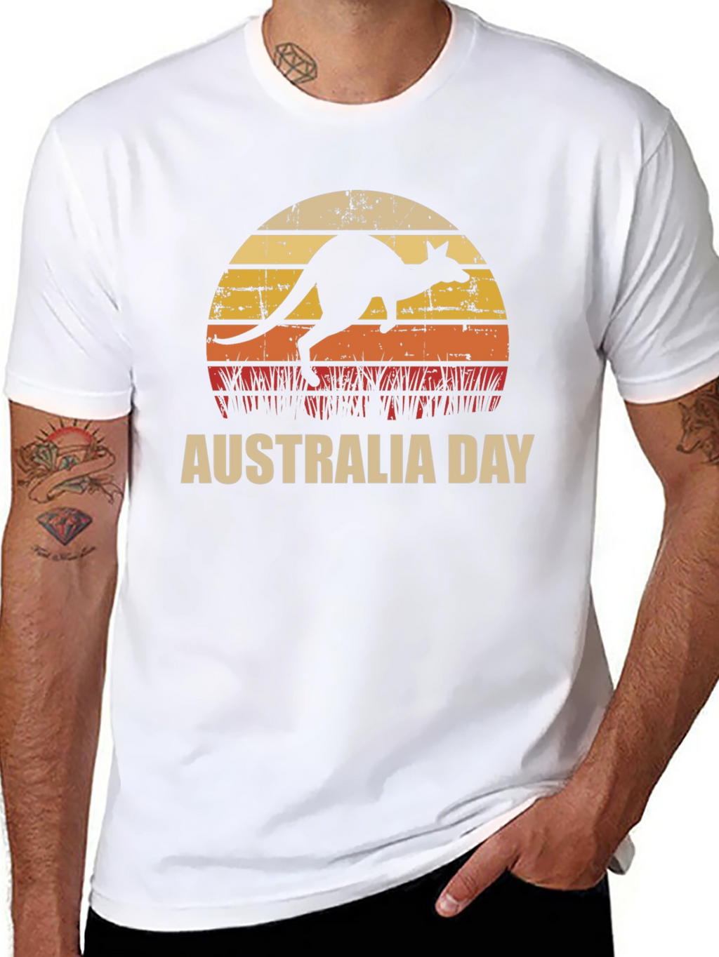 Australia Day Kangaroo Sunset Graphic T-Shirt
