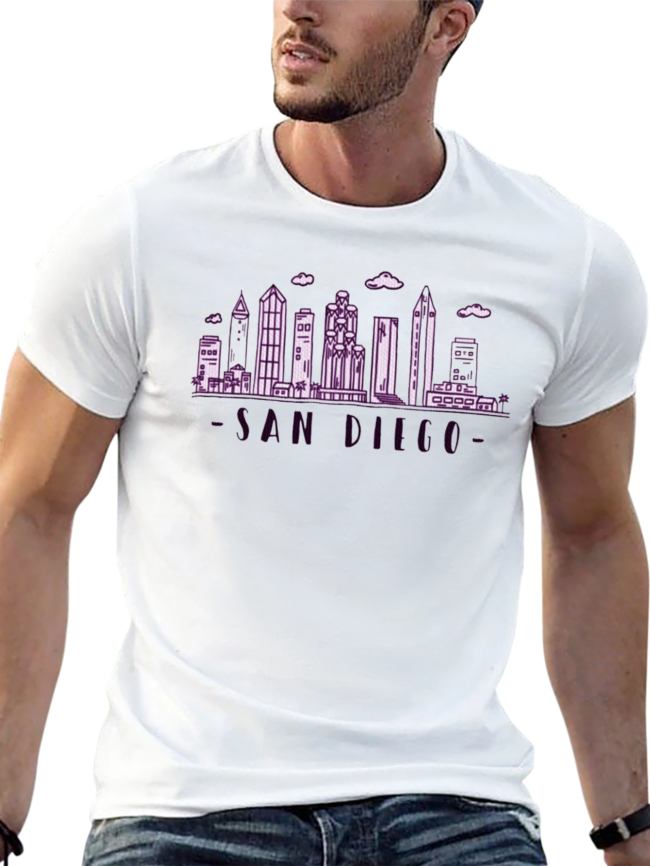San Diego Skyline Graphic Tee - Soft Black Cotton