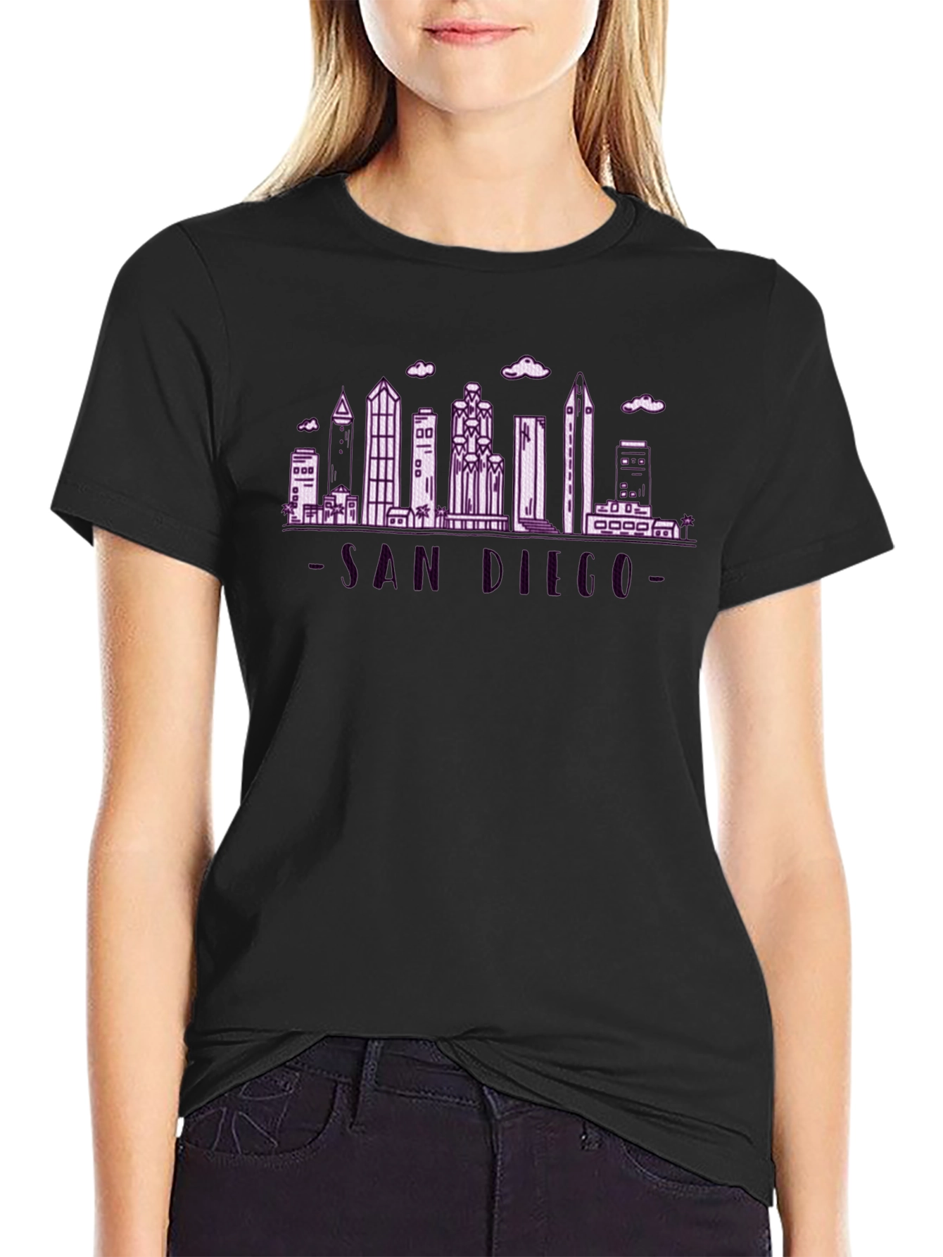 San Diego Skyline Graphic Tee - Soft Black Cotton