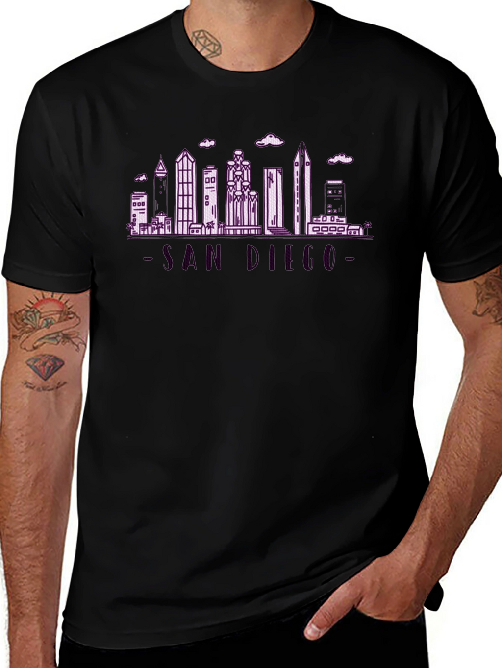 San Diego Skyline Graphic Tee - Soft Black Cotton