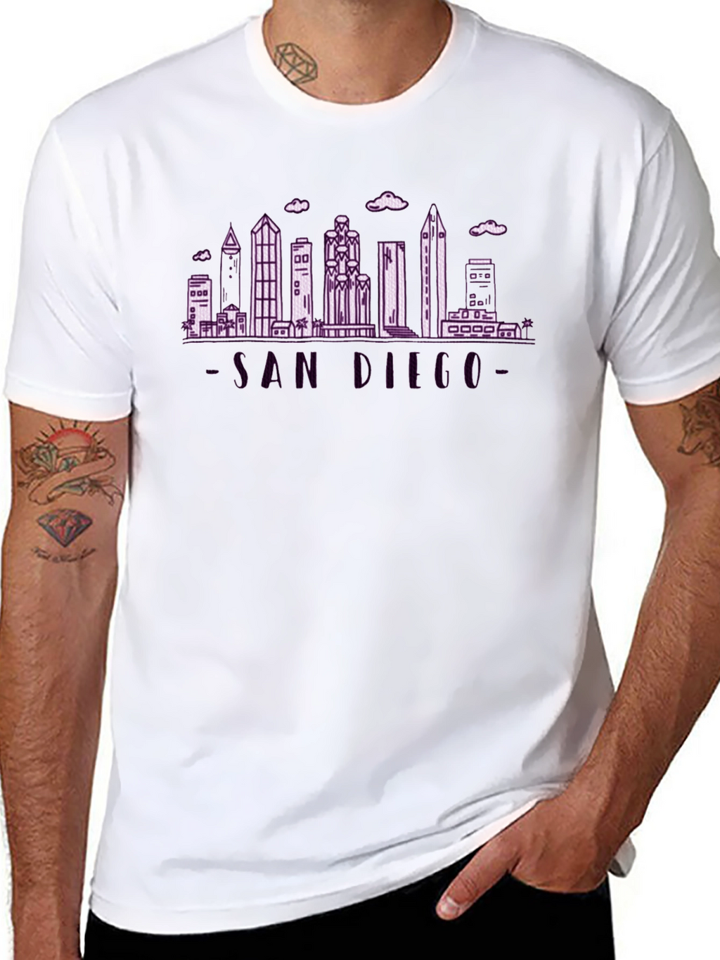 San Diego Skyline Graphic Tee - Soft Black Cotton