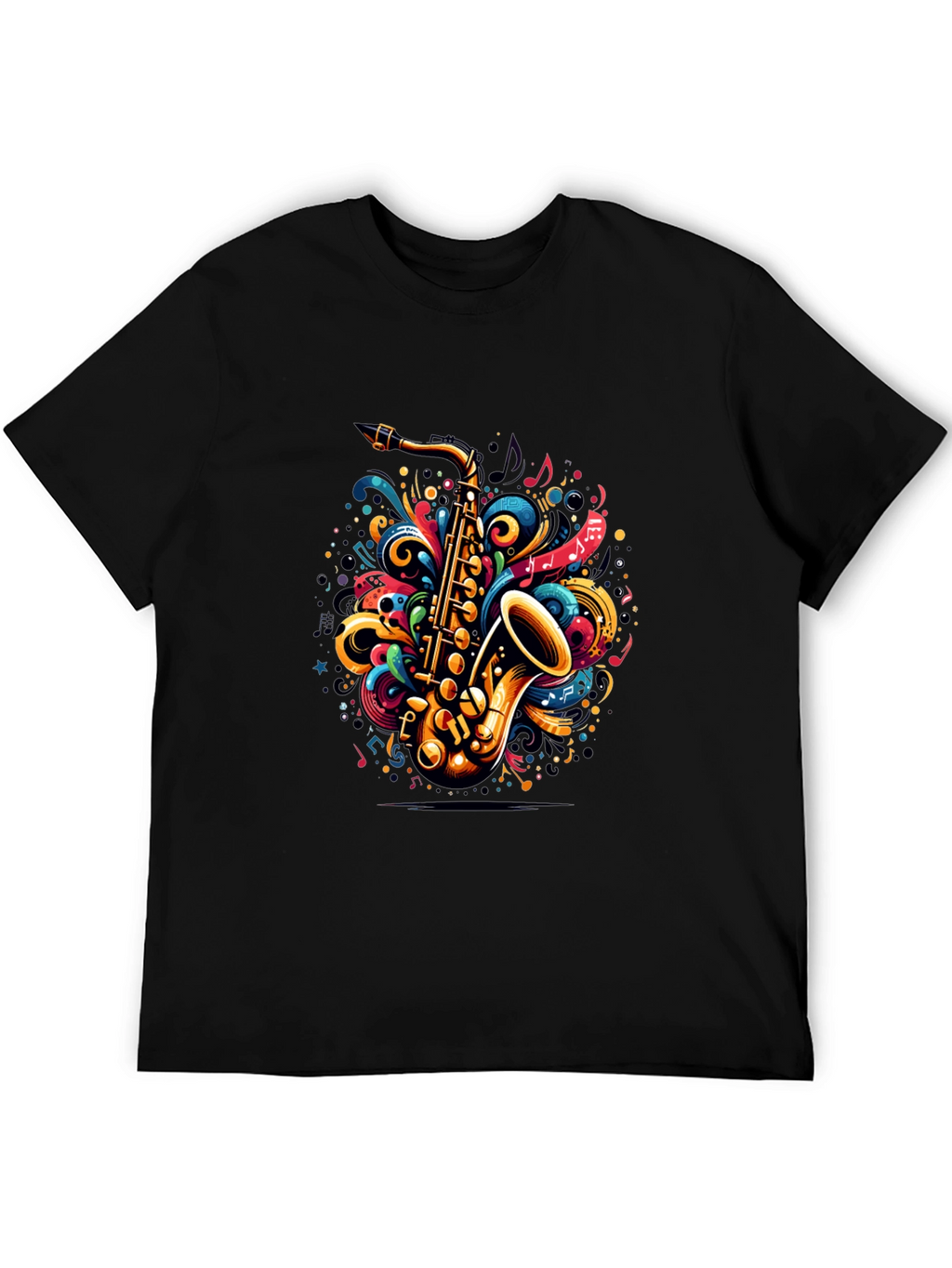 Saxophone Swirl Graphic Tee - Music Lovers T-Shirt