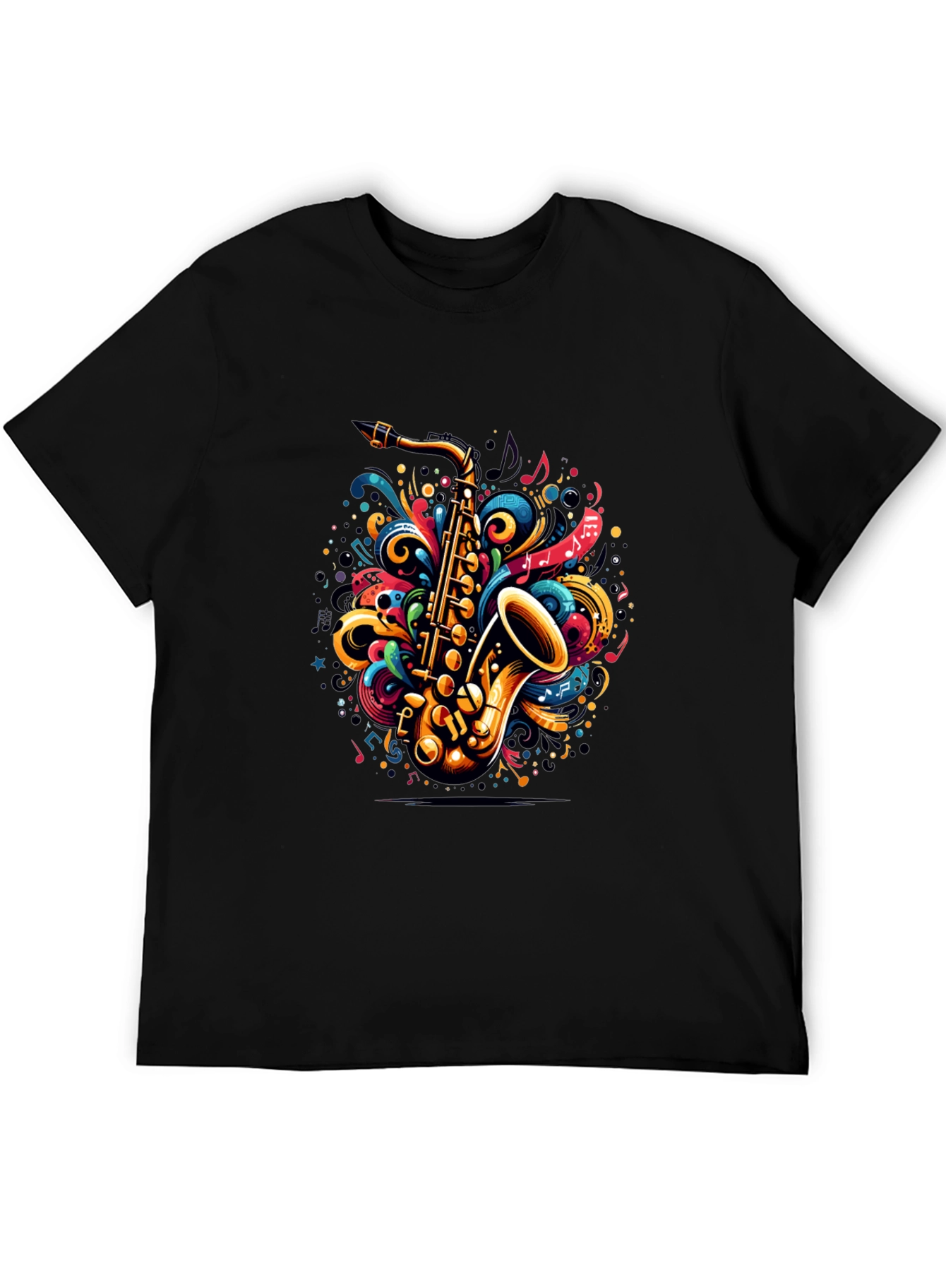 Saxophone Swirl Graphic Tee - Music Lovers T-Shirt