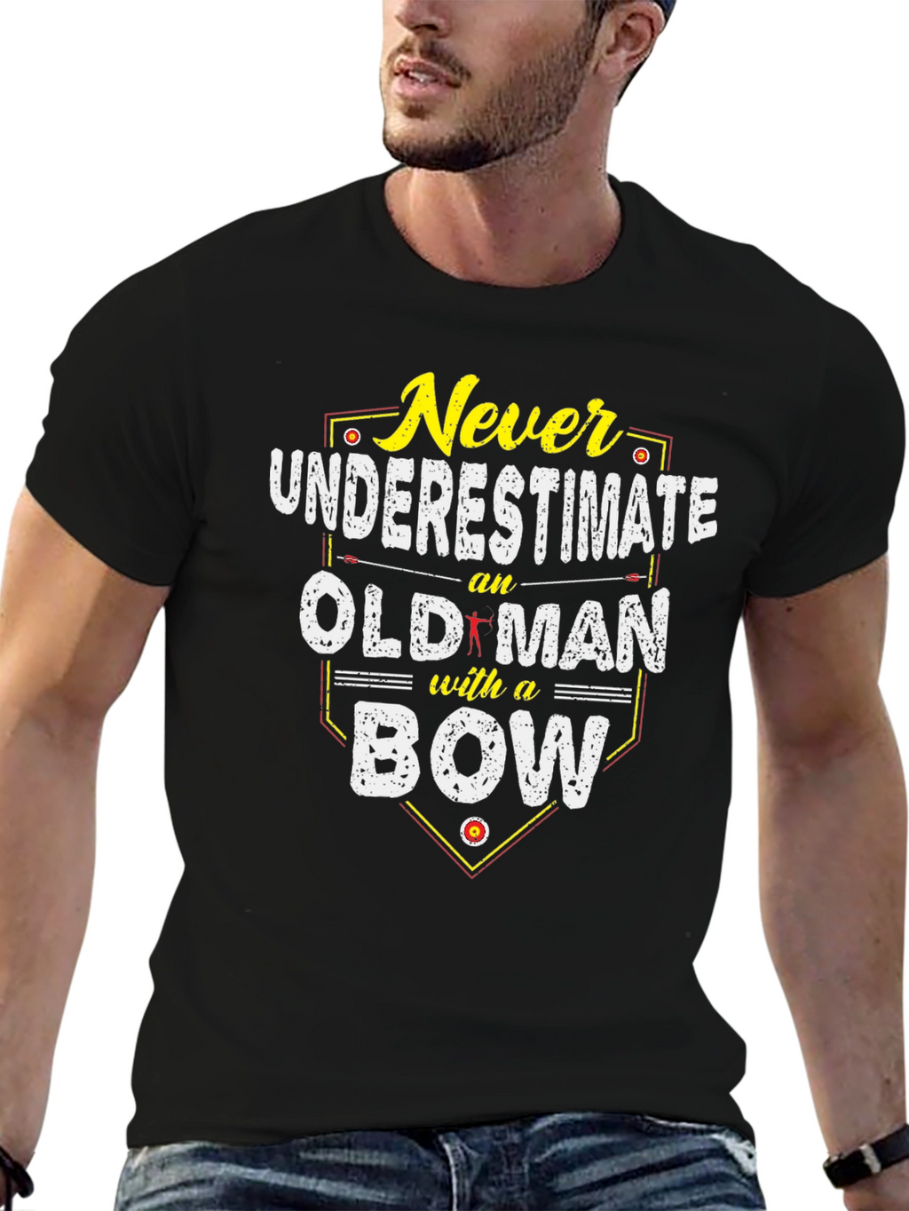 Never Underestimate an Old Man with a Bow T-Shirt
