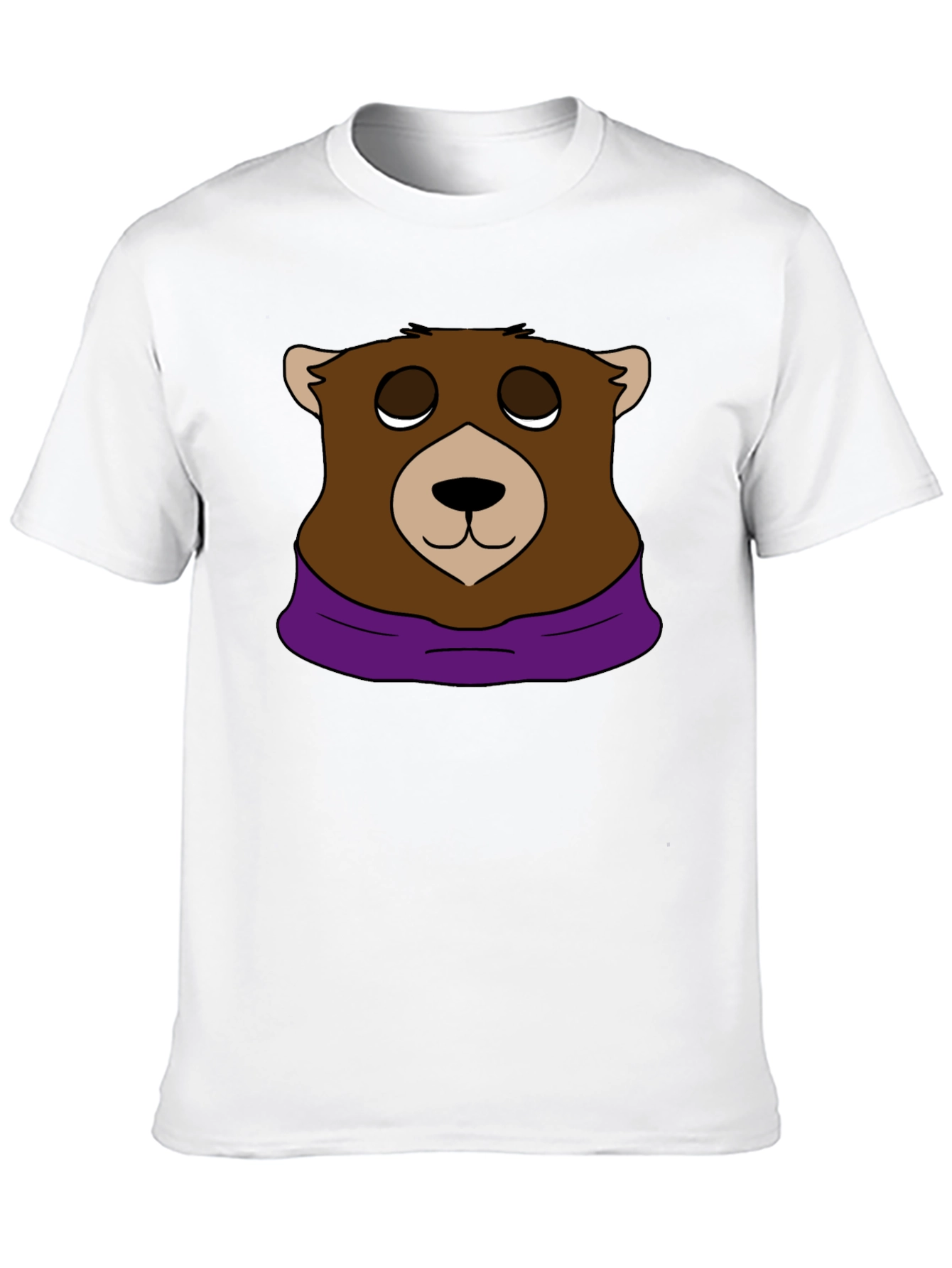 Cartoon Bear Graphic Tee - Casual Black T-Shirt