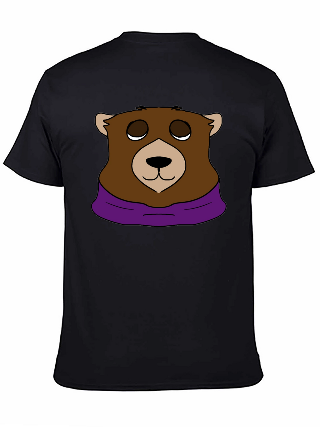 Cartoon Bear Graphic Tee - Casual Black T-Shirt