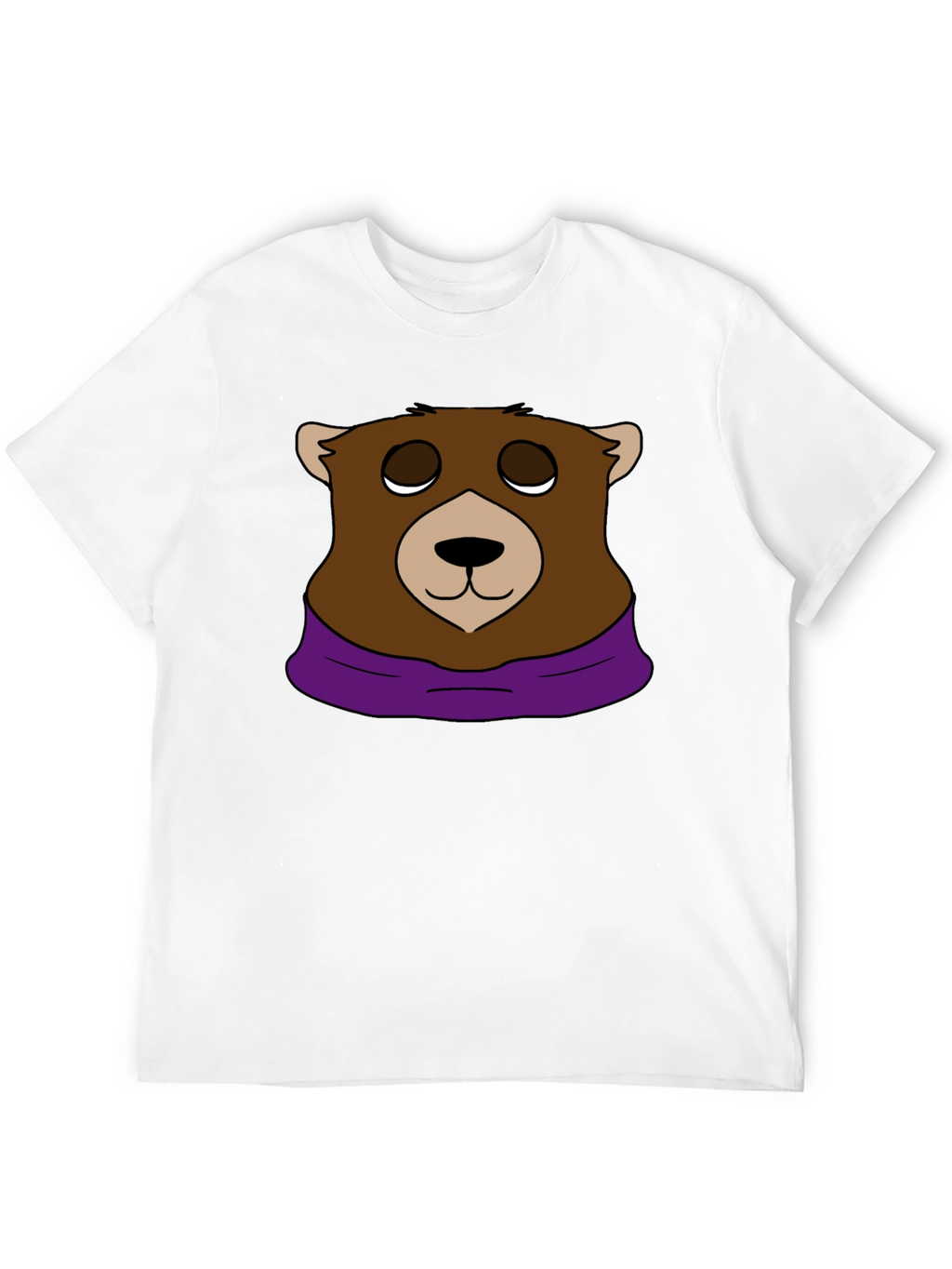 Cartoon Bear Graphic Tee - Casual Black T-Shirt