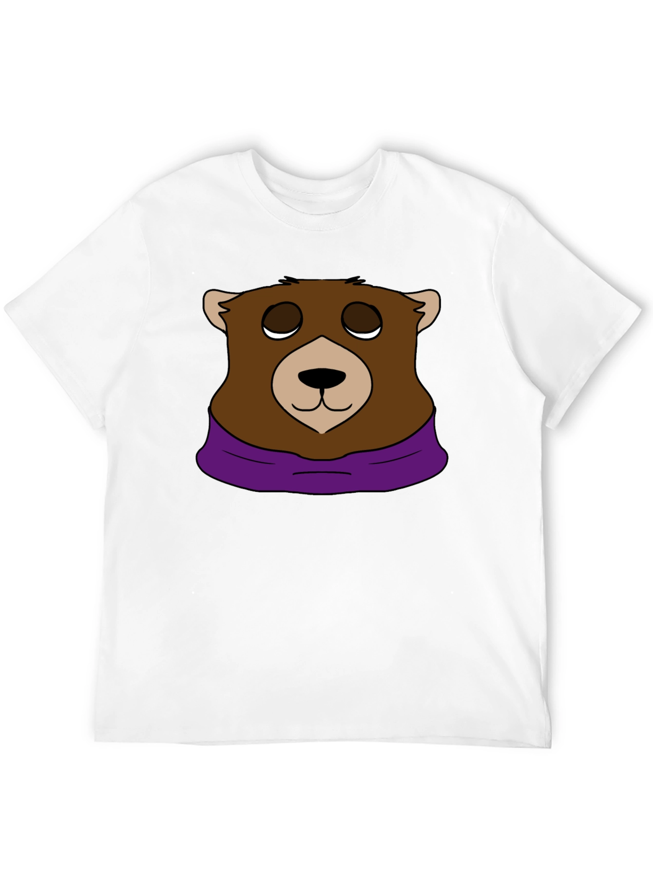 Cartoon Bear Graphic Tee - Casual Black T-Shirt
