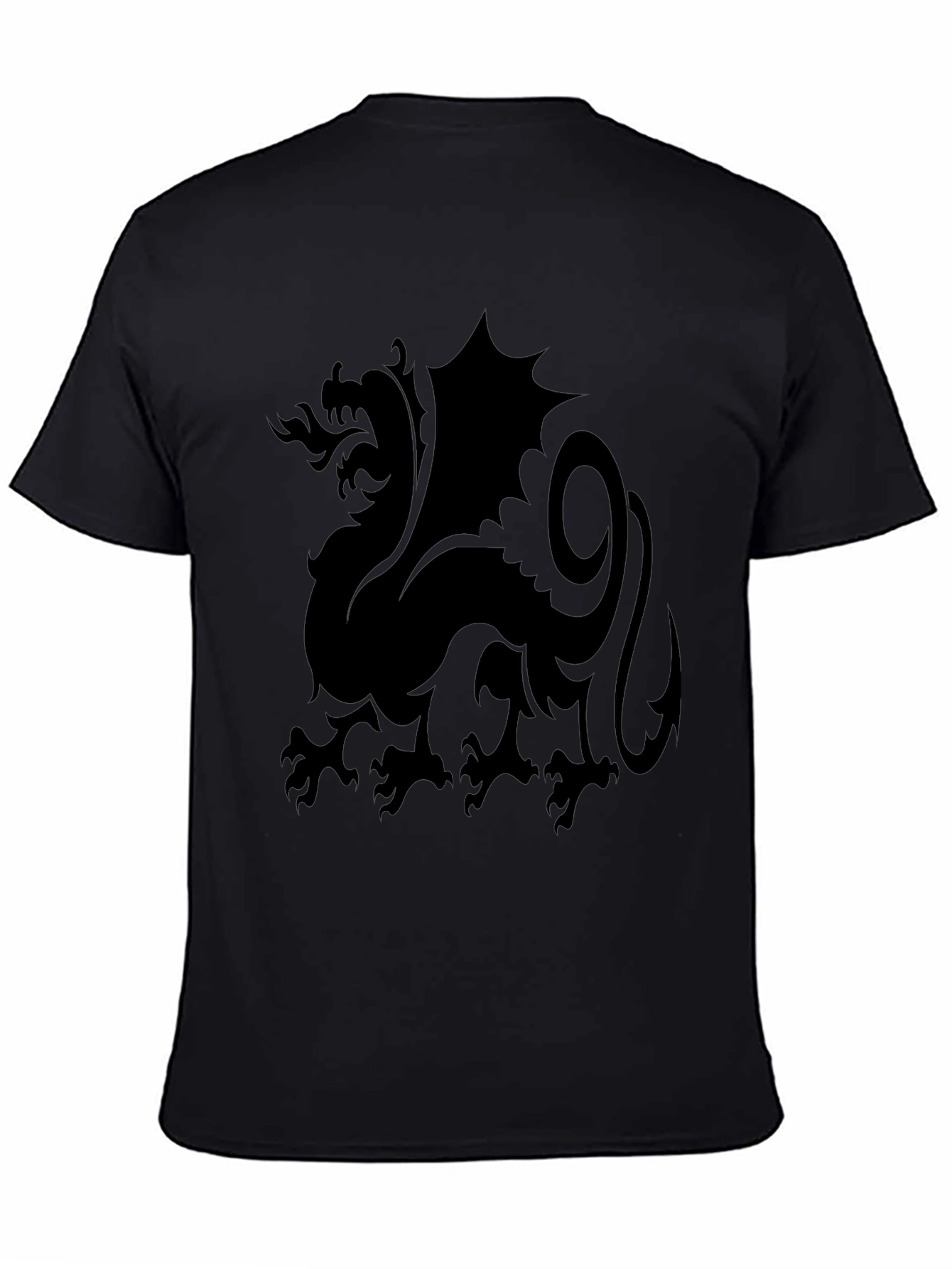 Dragon Silhouette Black T-Shirt - Fantasy Graphic Tee