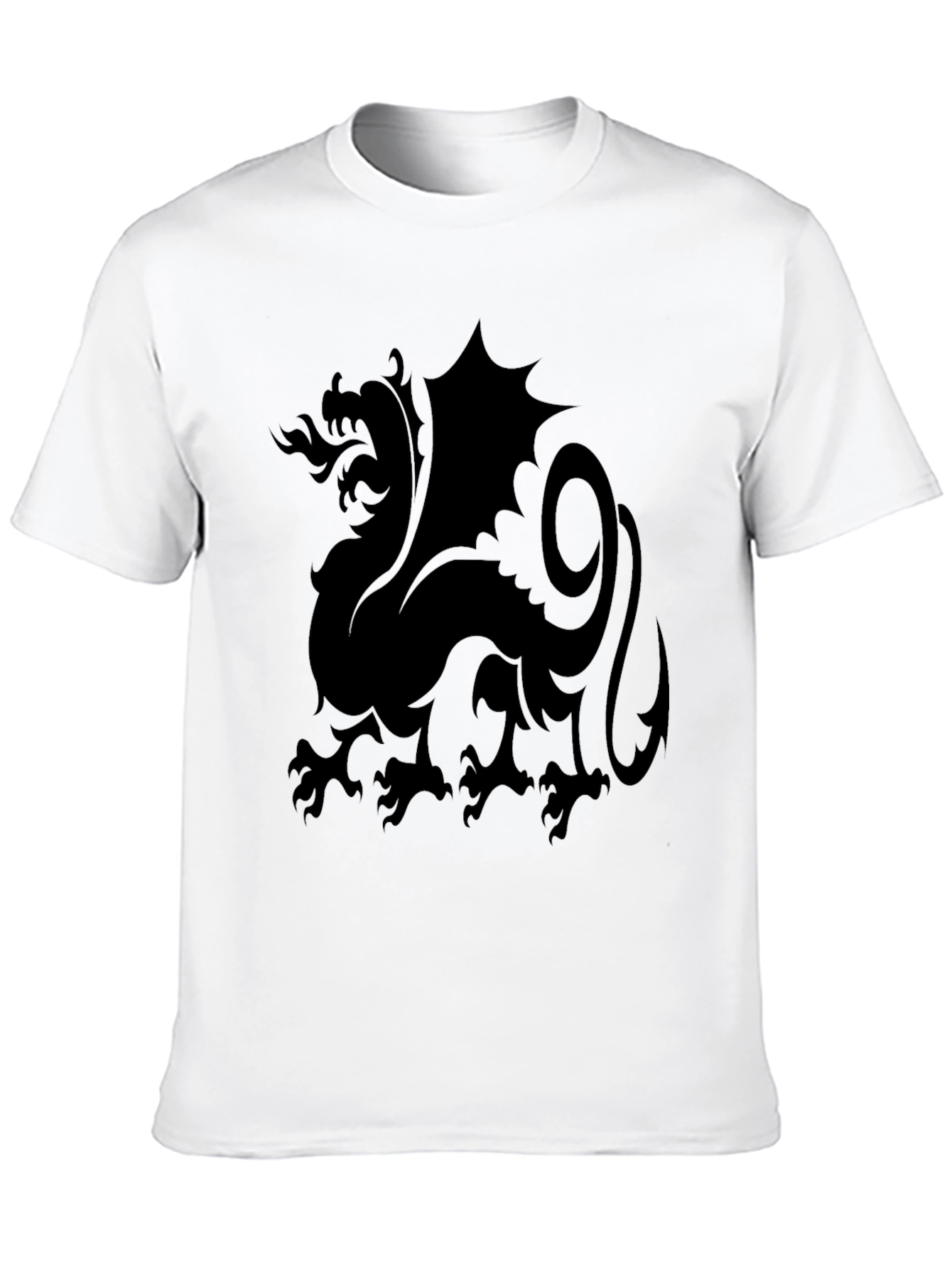 Dragon Silhouette Black T-Shirt - Fantasy Graphic Tee
