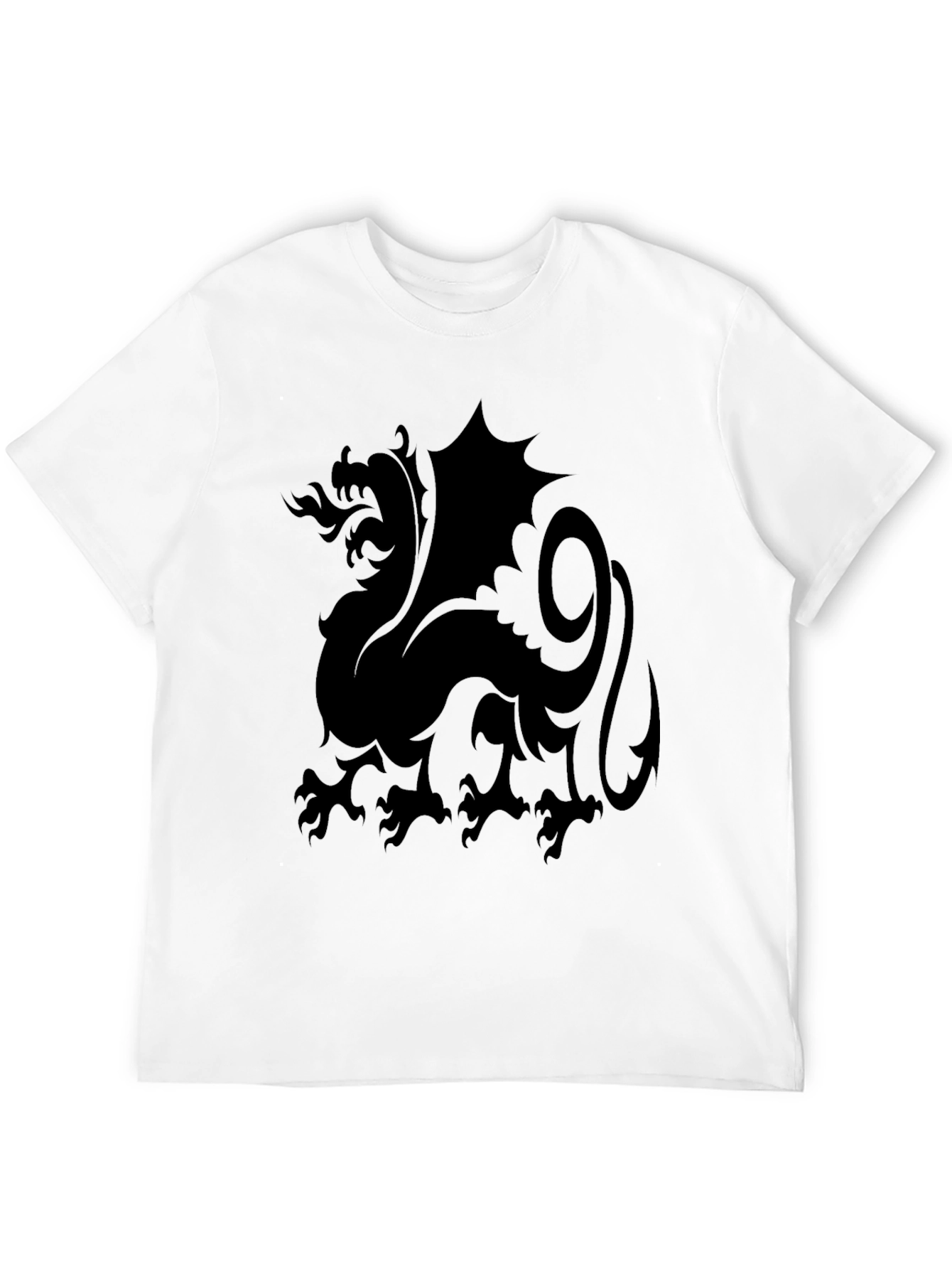 Dragon Silhouette Black T-Shirt - Fantasy Graphic Tee