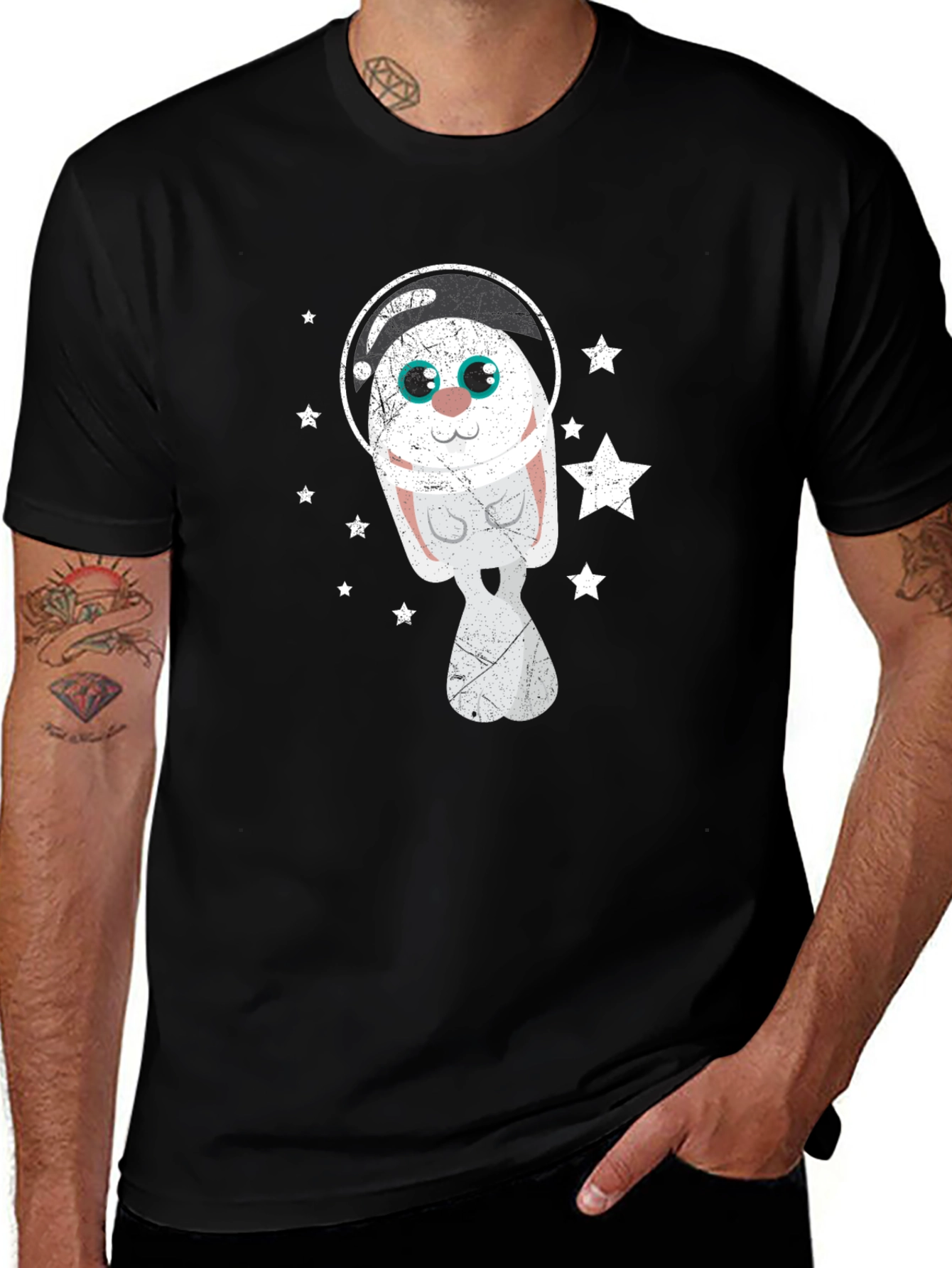 Astronaut Bunny Graphic Tee - Space Rabbit T-Shirt