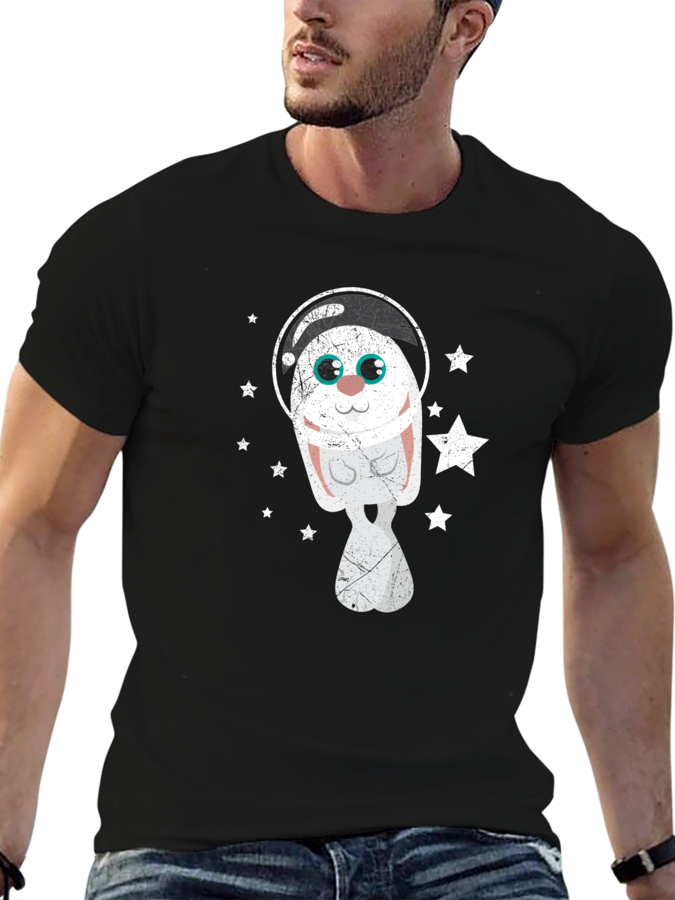 Astronaut Bunny Graphic Tee - Space Rabbit T-Shirt