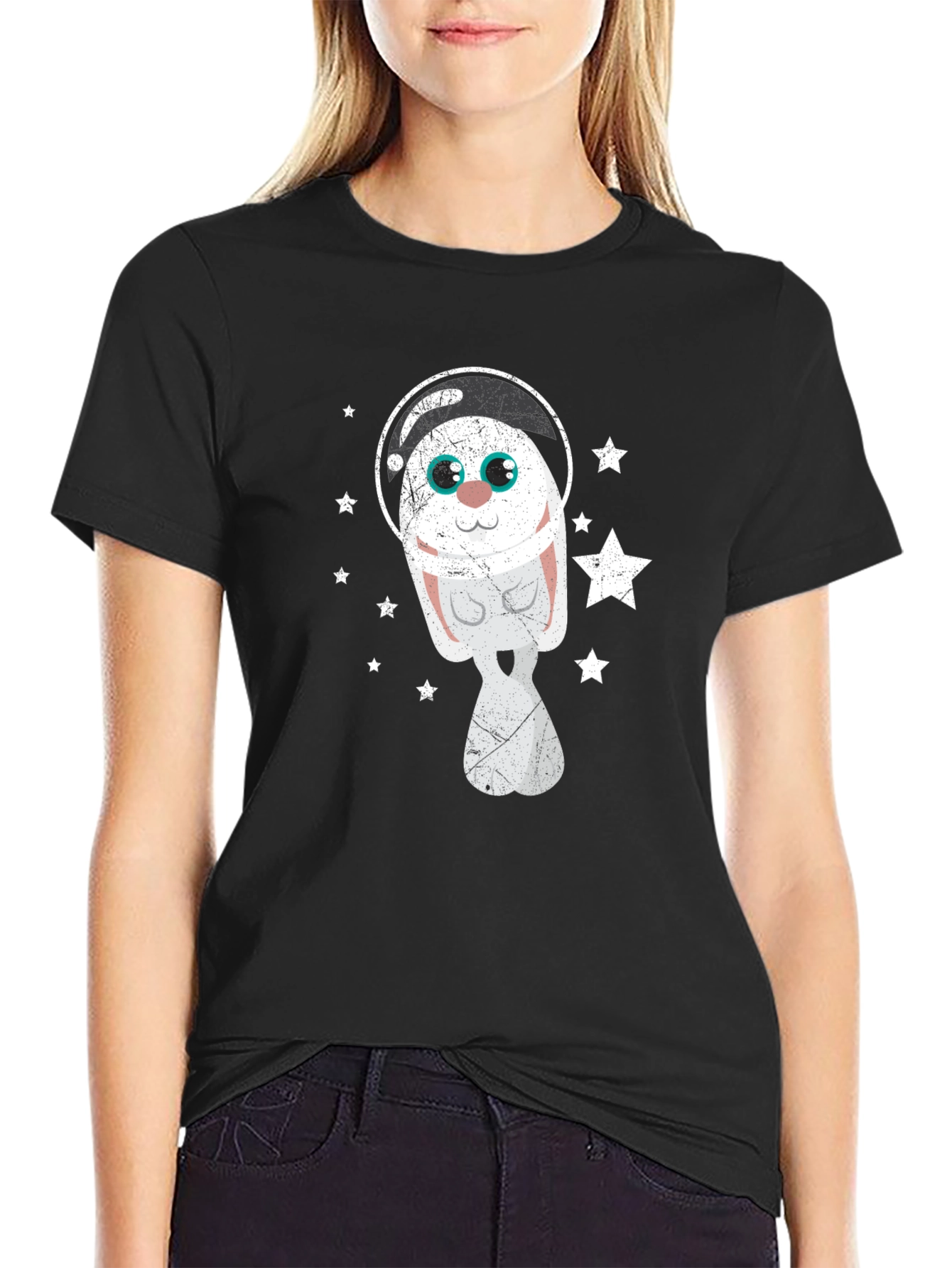 Astronaut Bunny Graphic Tee - Space Rabbit T-Shirt