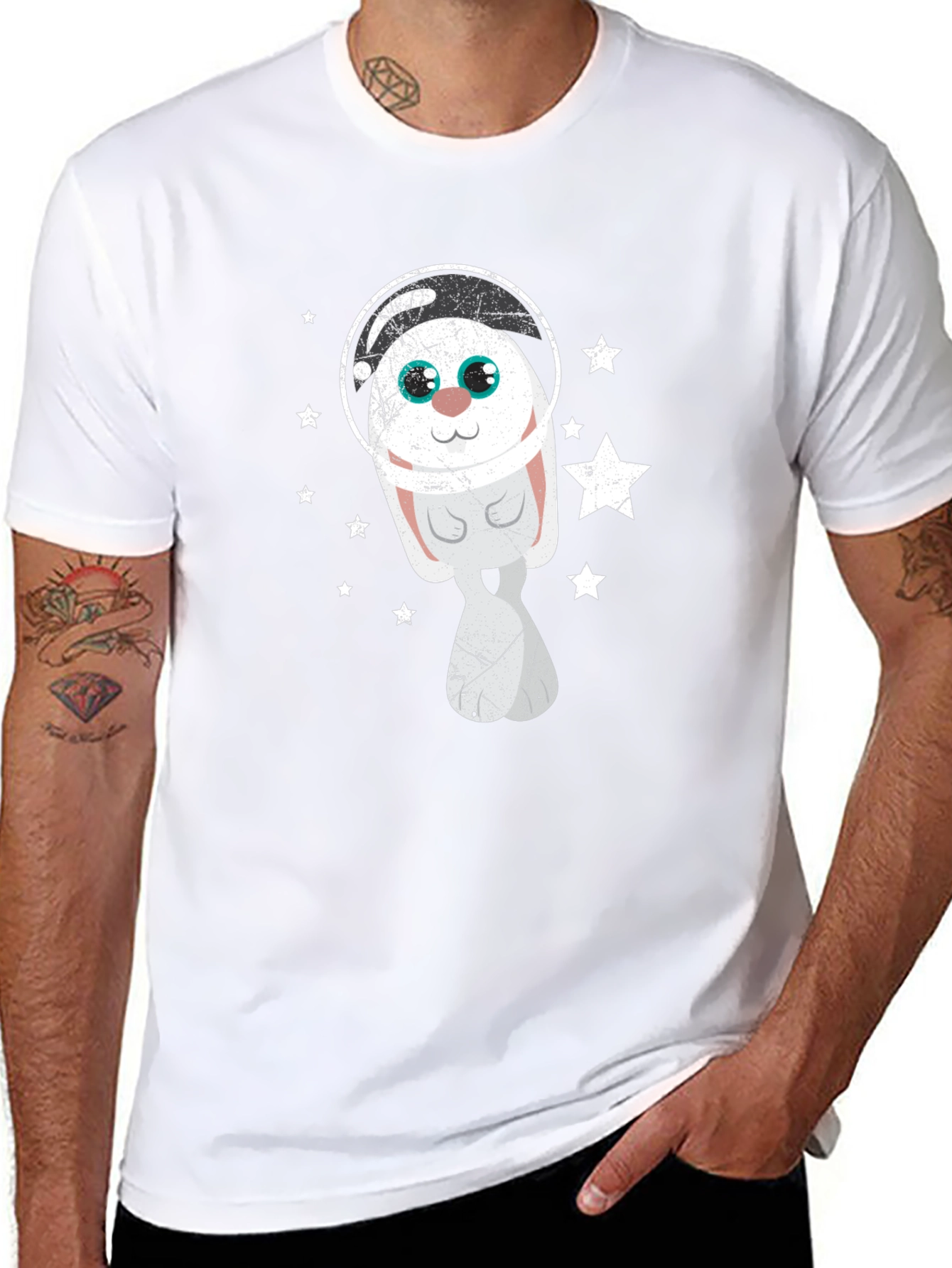 Astronaut Bunny Graphic Tee - Space Rabbit T-Shirt