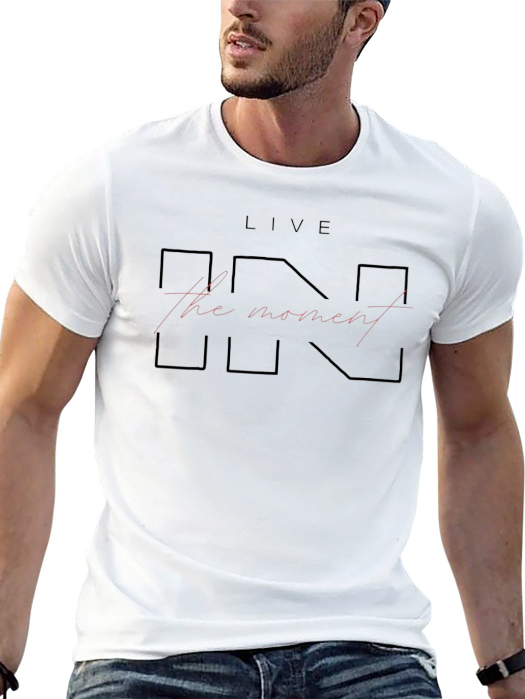 Live in the Moment Mens Black Graphic Tee