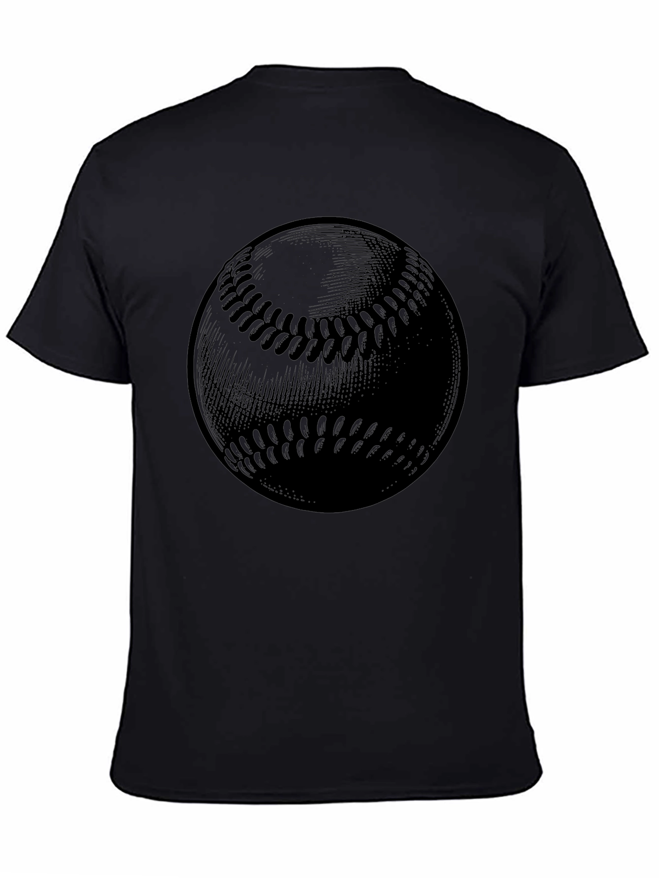 Baseball Graphic Tee - Black Cotton T-Shirt
