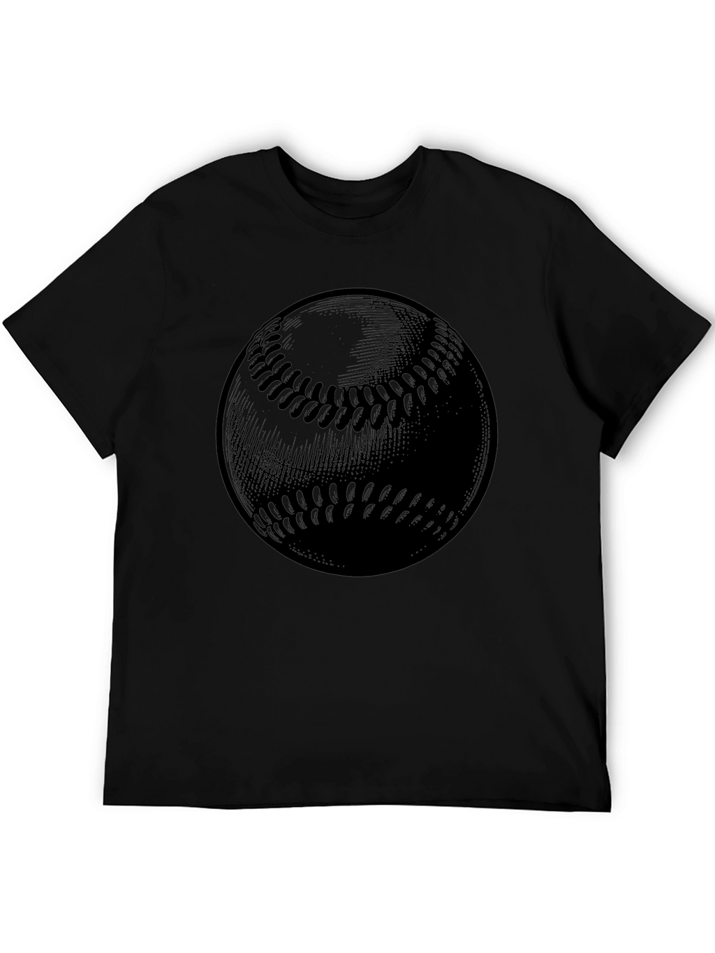 Baseball Graphic Tee - Black Cotton T-Shirt
