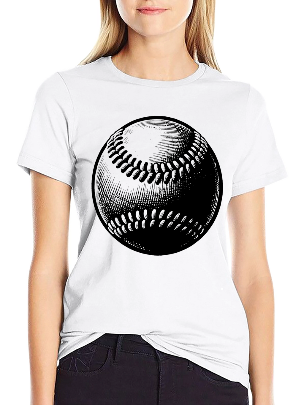 Baseball Graphic Tee - Black Cotton T-Shirt