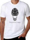 Psychology Brain Light Bulb T-Shirt - Black