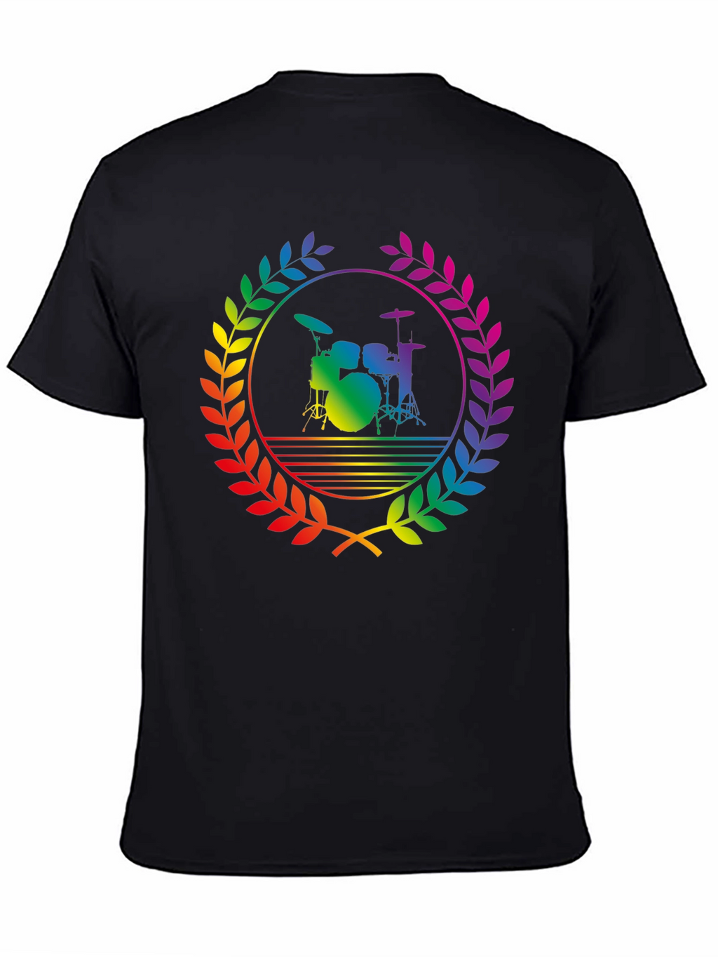 Rainbow Drummer T-Shirt - Black Cotton Music Tee