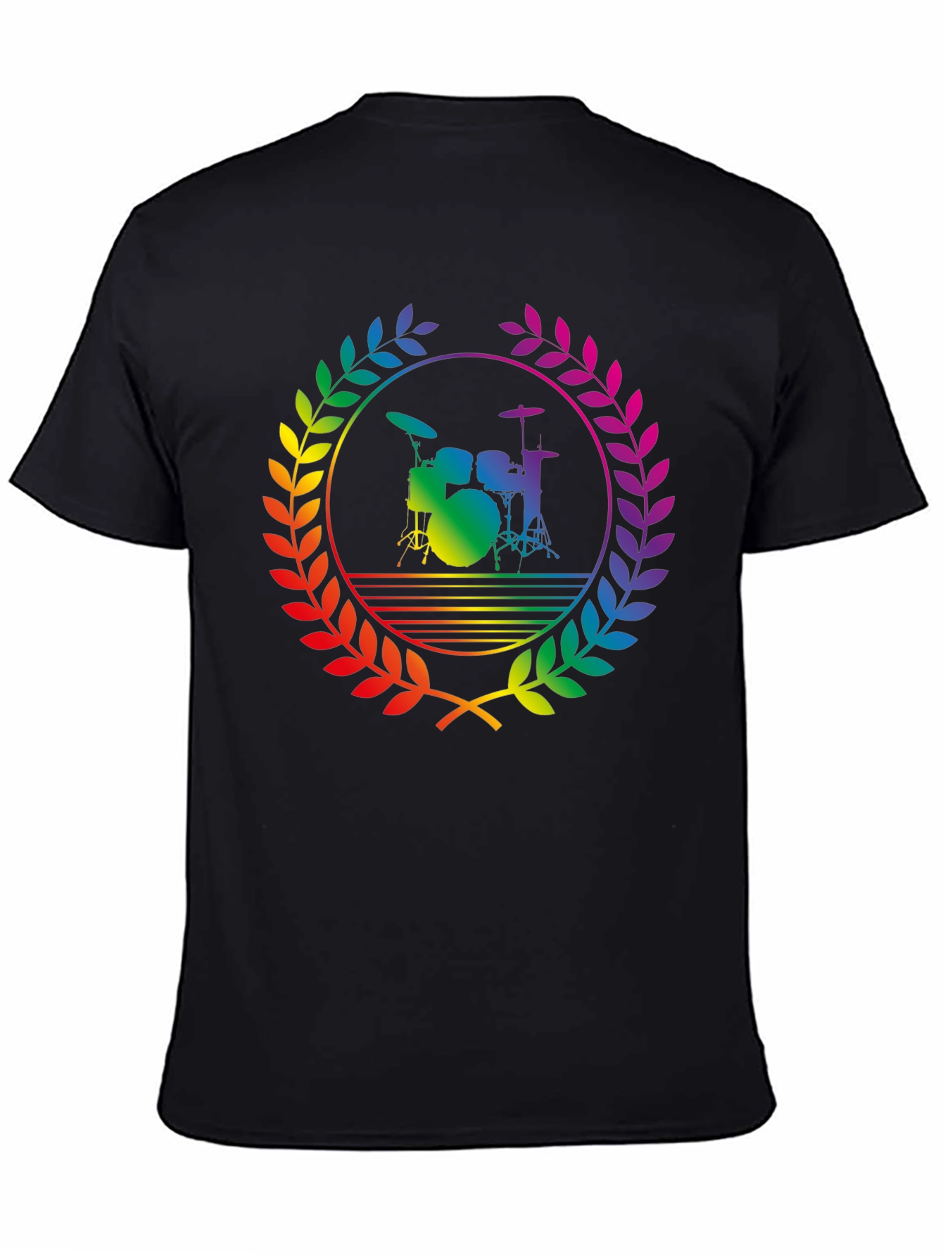 Rainbow Drummer T-Shirt - Black Cotton Music Tee
