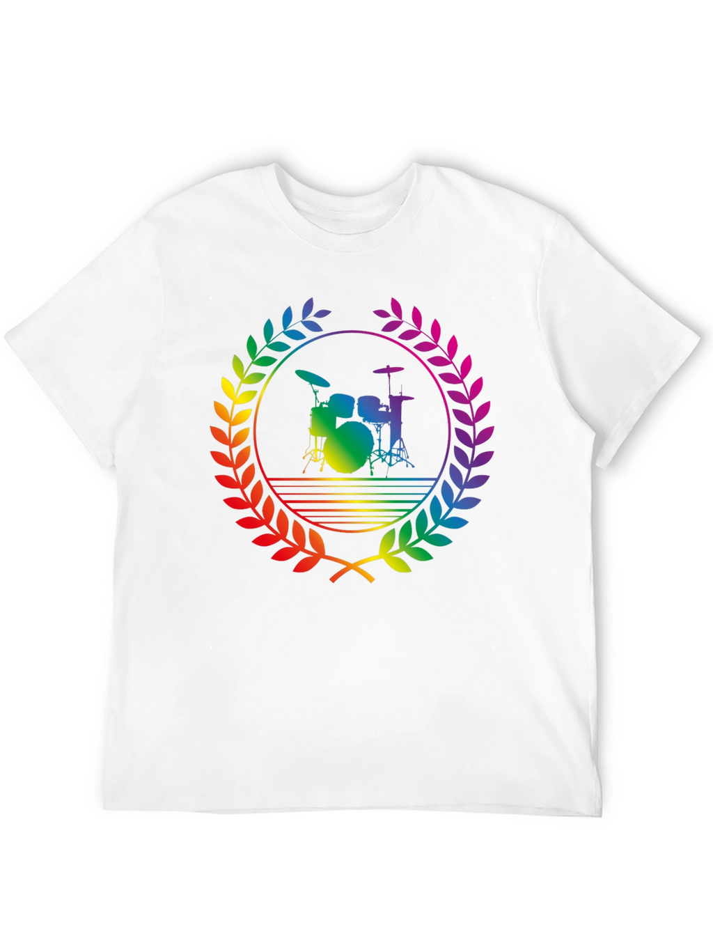 Rainbow Drummer T-Shirt - Black Cotton Music Tee