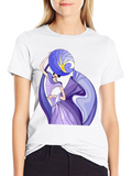 Abstract Art Woman Graphic Tee - Black Cotton T-Shirt