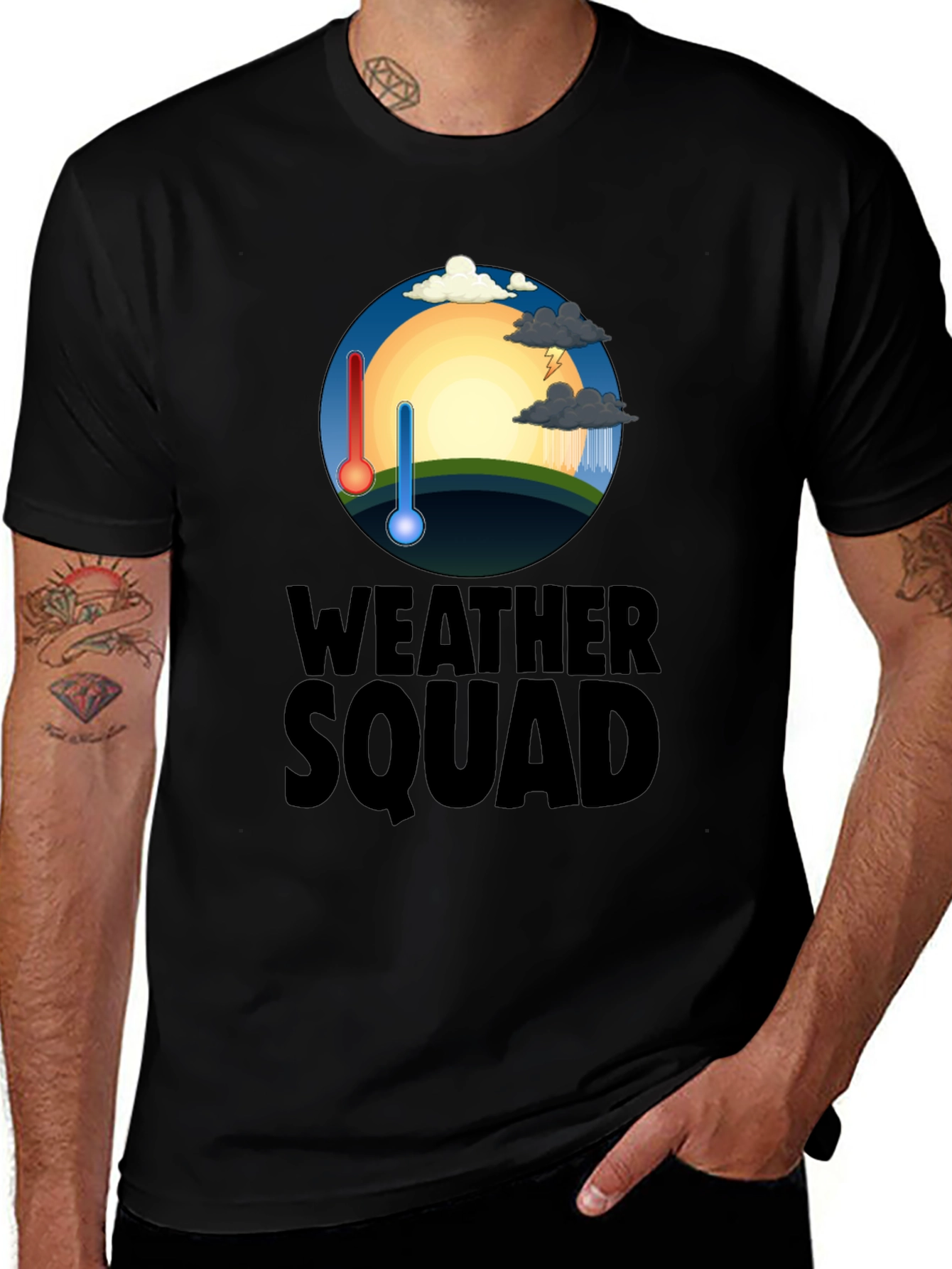 Weather Squad Black T-Shirt | Hot & Cold Weather Design