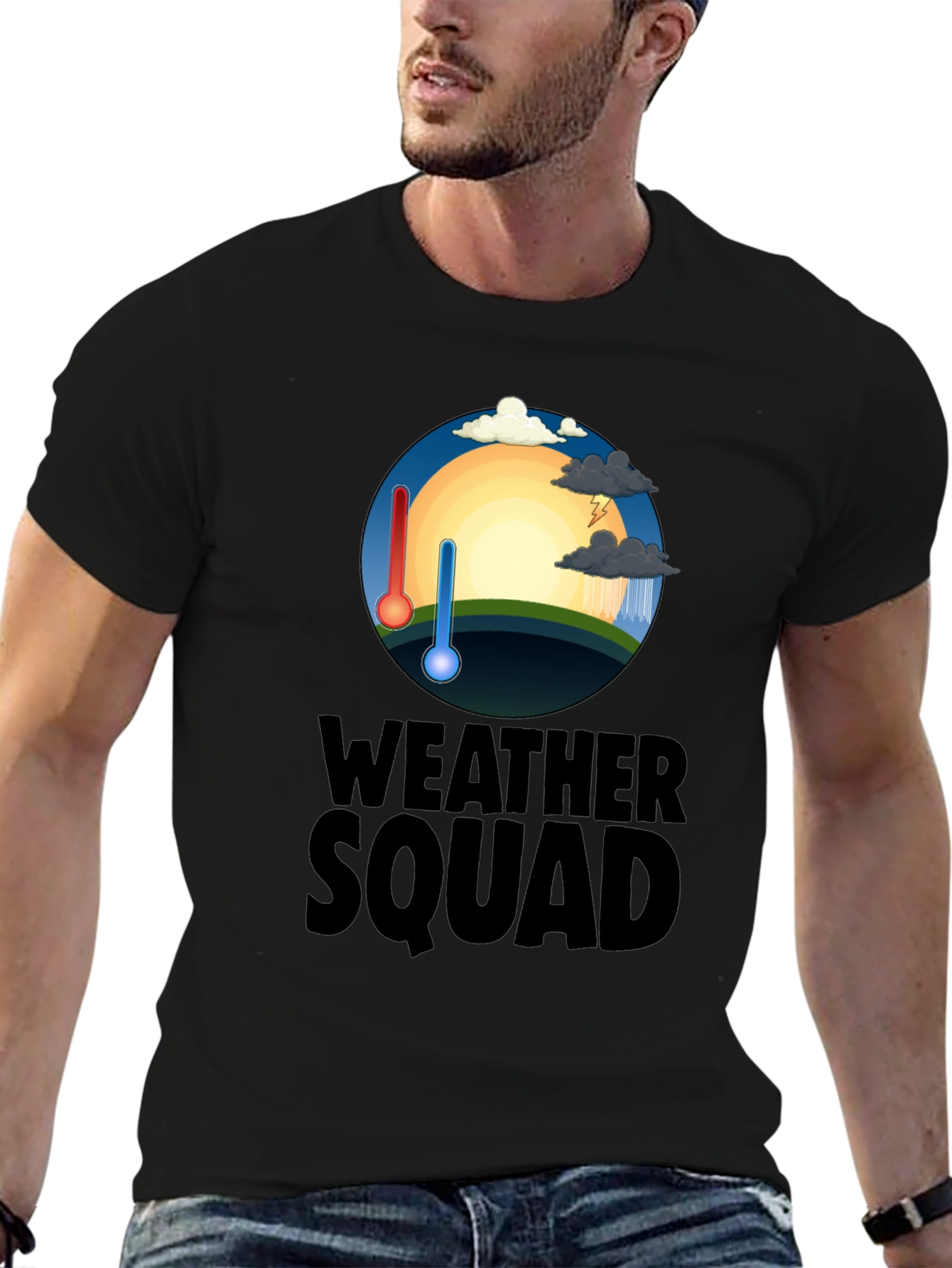 Weather Squad Black T-Shirt | Hot & Cold Weather Design