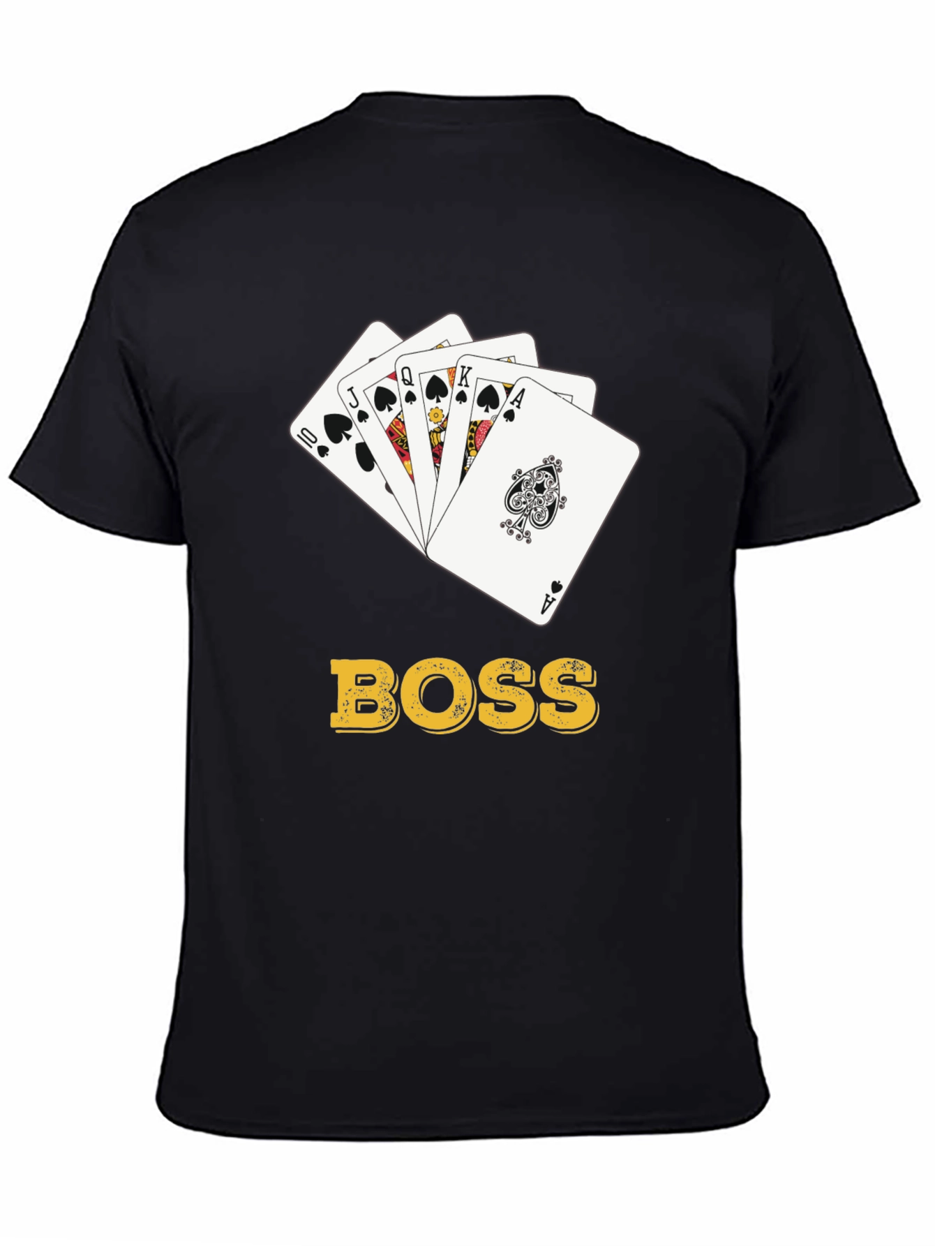 Boss Royal Flush T-Shirt - Poker Card Design - Black