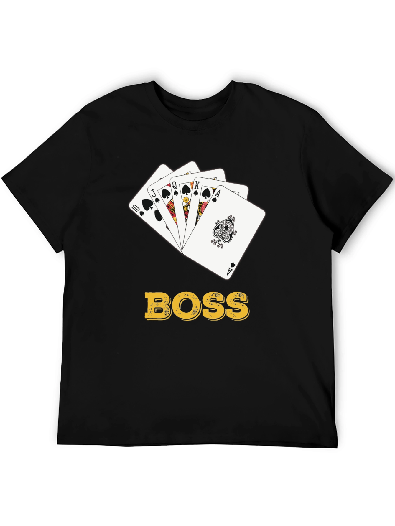 Boss Royal Flush T-Shirt - Poker Card Design - Black
