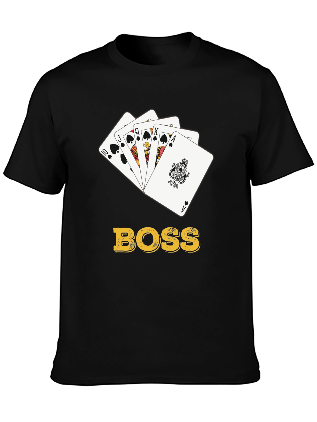 Boss Royal Flush T-Shirt - Poker Card Design - Black