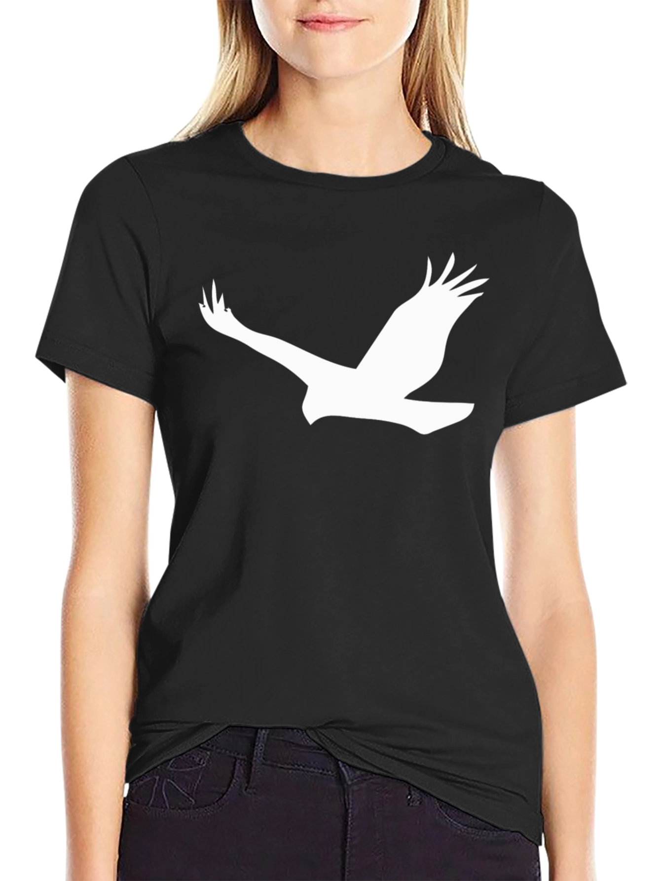 Black T-Shirt with White Eagle Graphic
