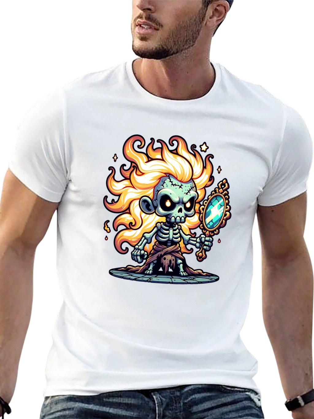 Zombie Skeleton Mirror Graphic Tee
