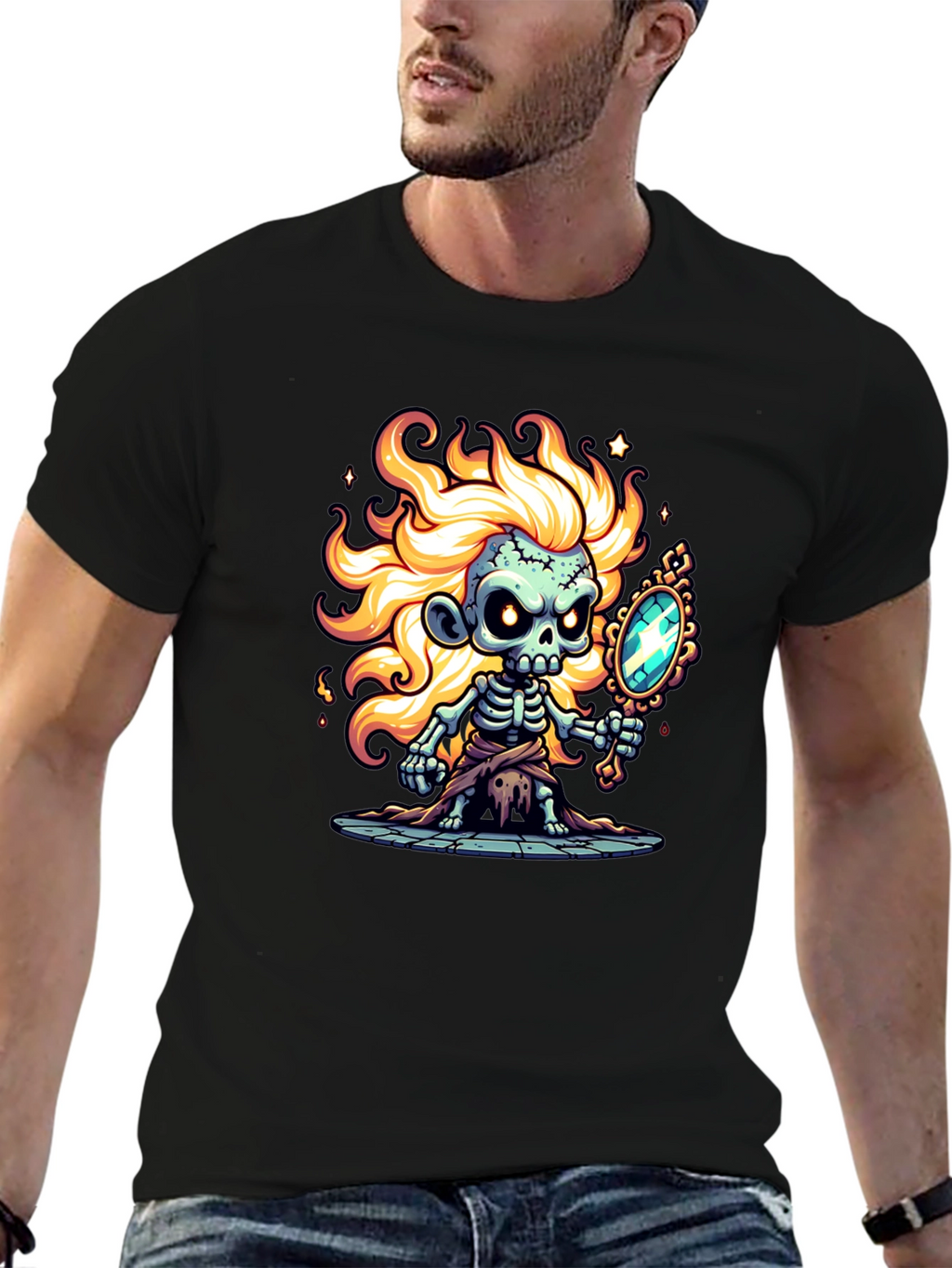 Zombie Skeleton Mirror Graphic Tee