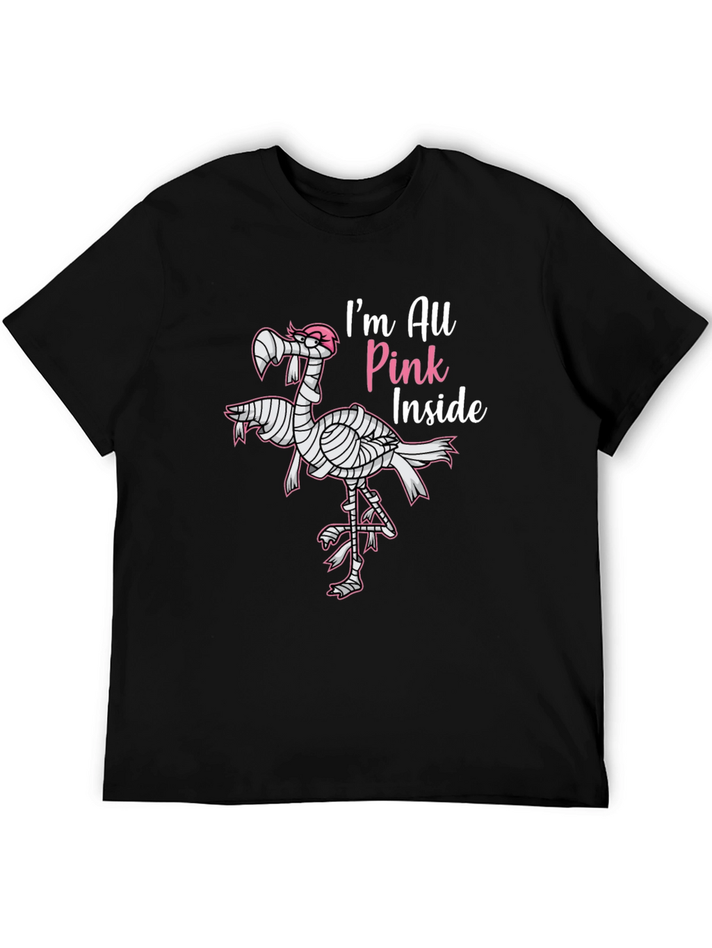 Pink Inside Mummy Flamingo Black T-Shirt