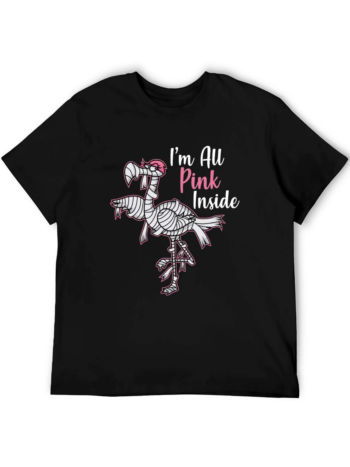 Pink Inside Mummy Flamingo Black T-Shirt