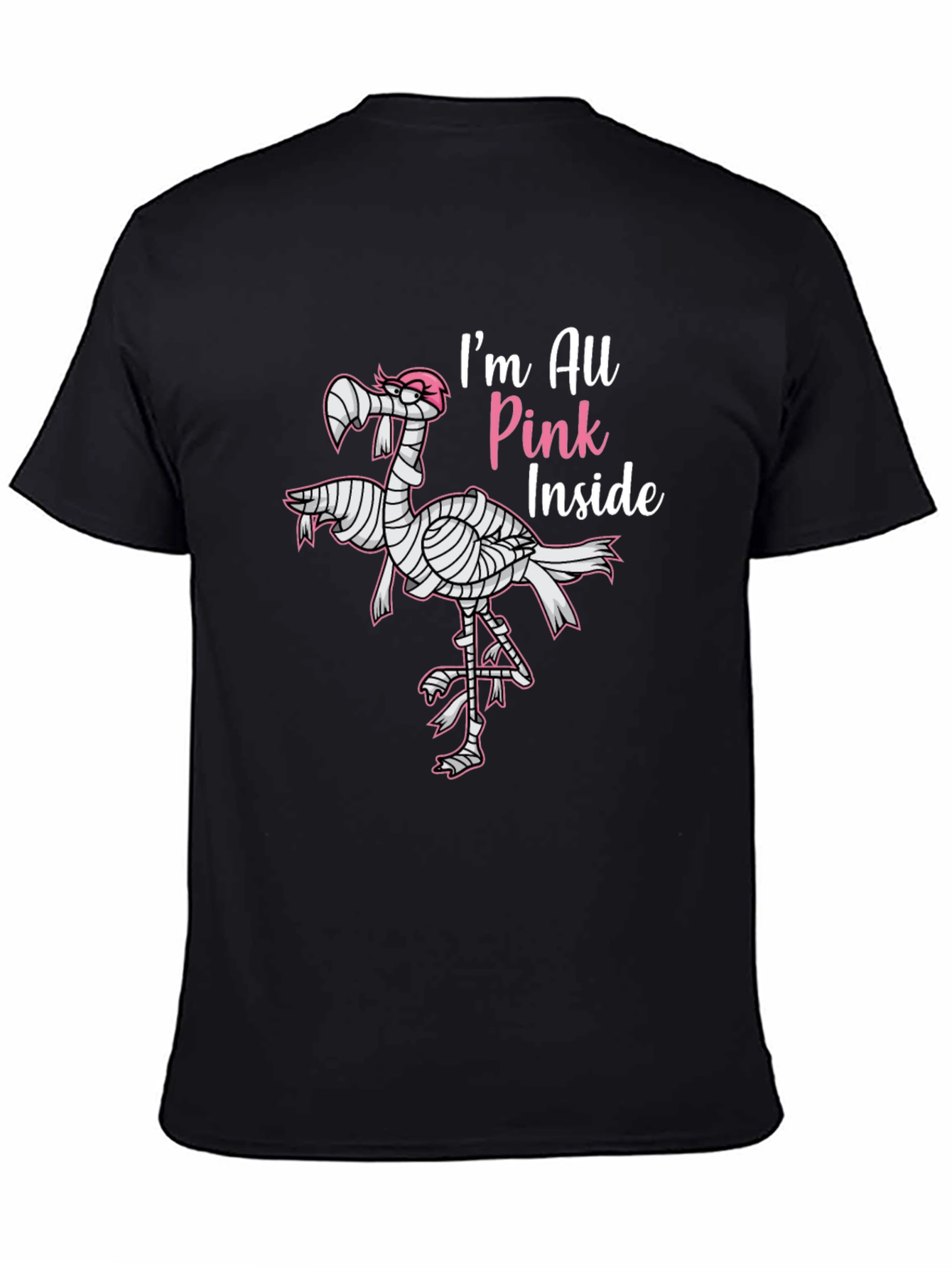 Pink Inside Mummy Flamingo Black T-Shirt