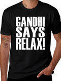 Gandhi Says Relax! Black Graphic T-Shirt