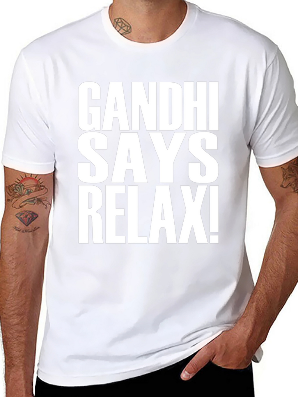 Gandhi Says Relax! Black Graphic T-Shirt