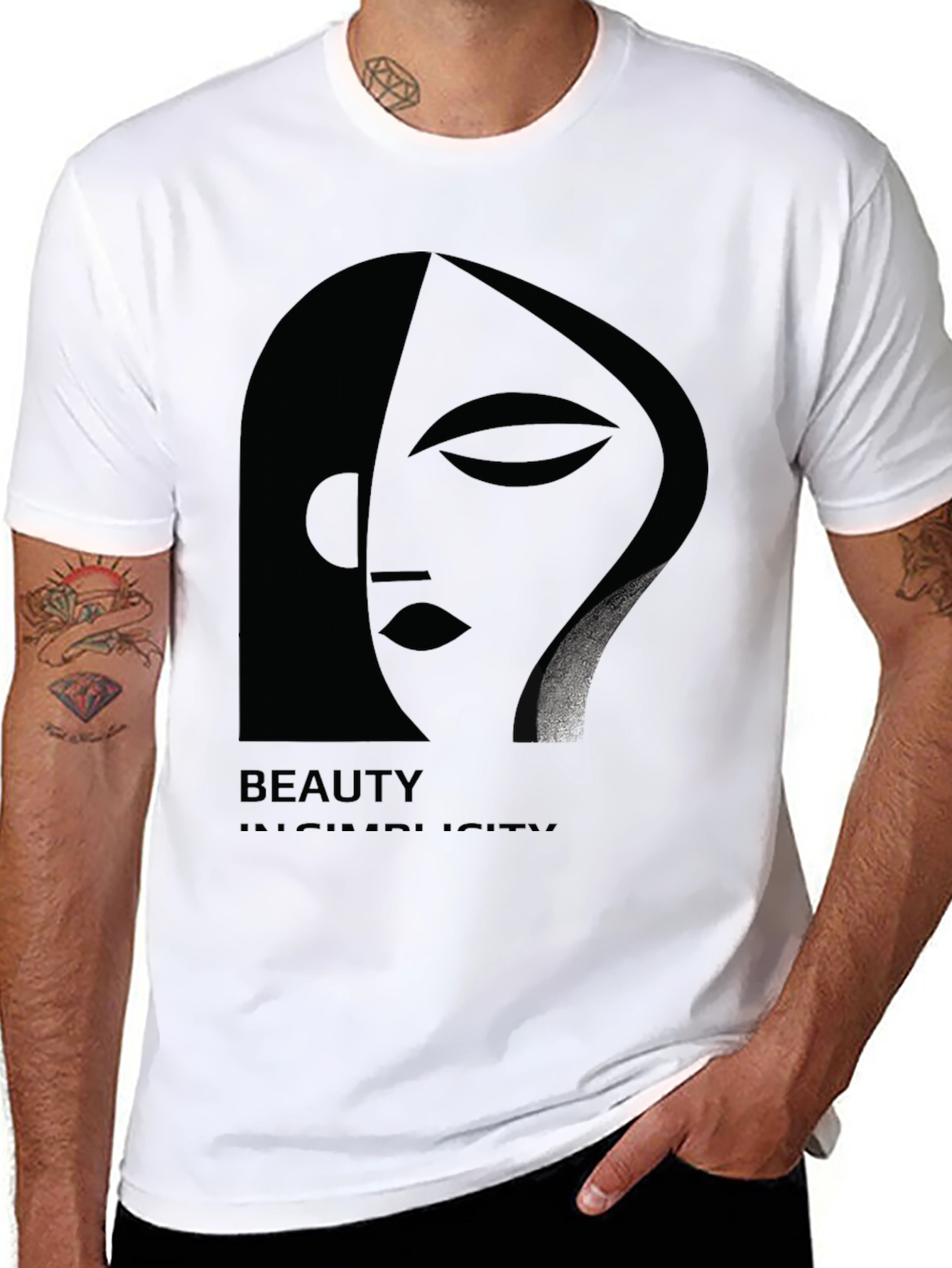 Beauty in Simplicity Black Graphic Tee for Men