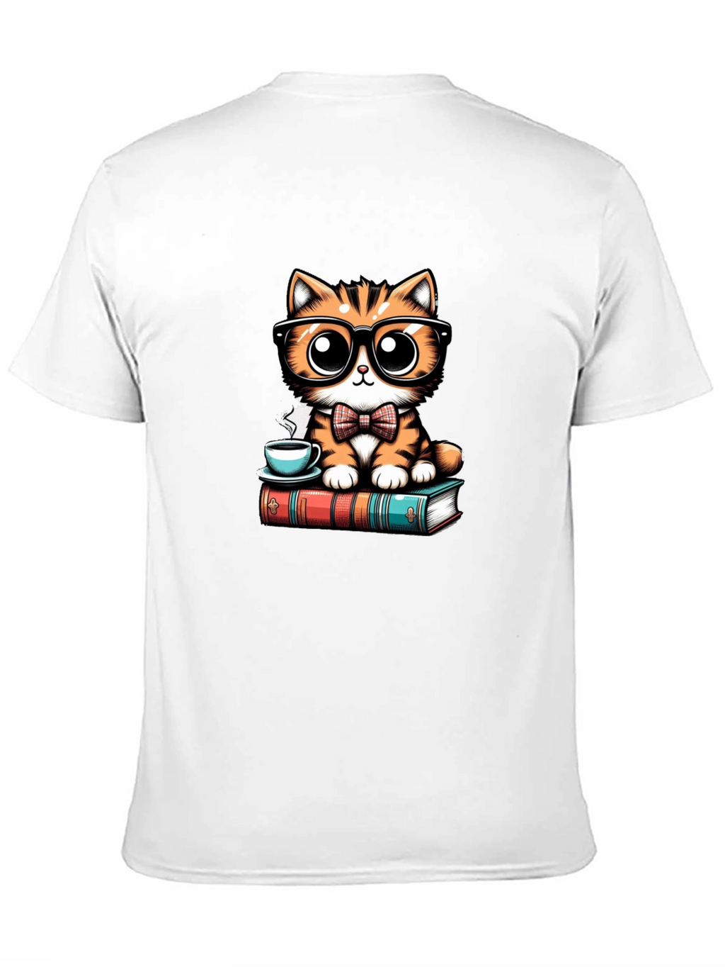 Cute Cat With Glasses Black T-Shirt
