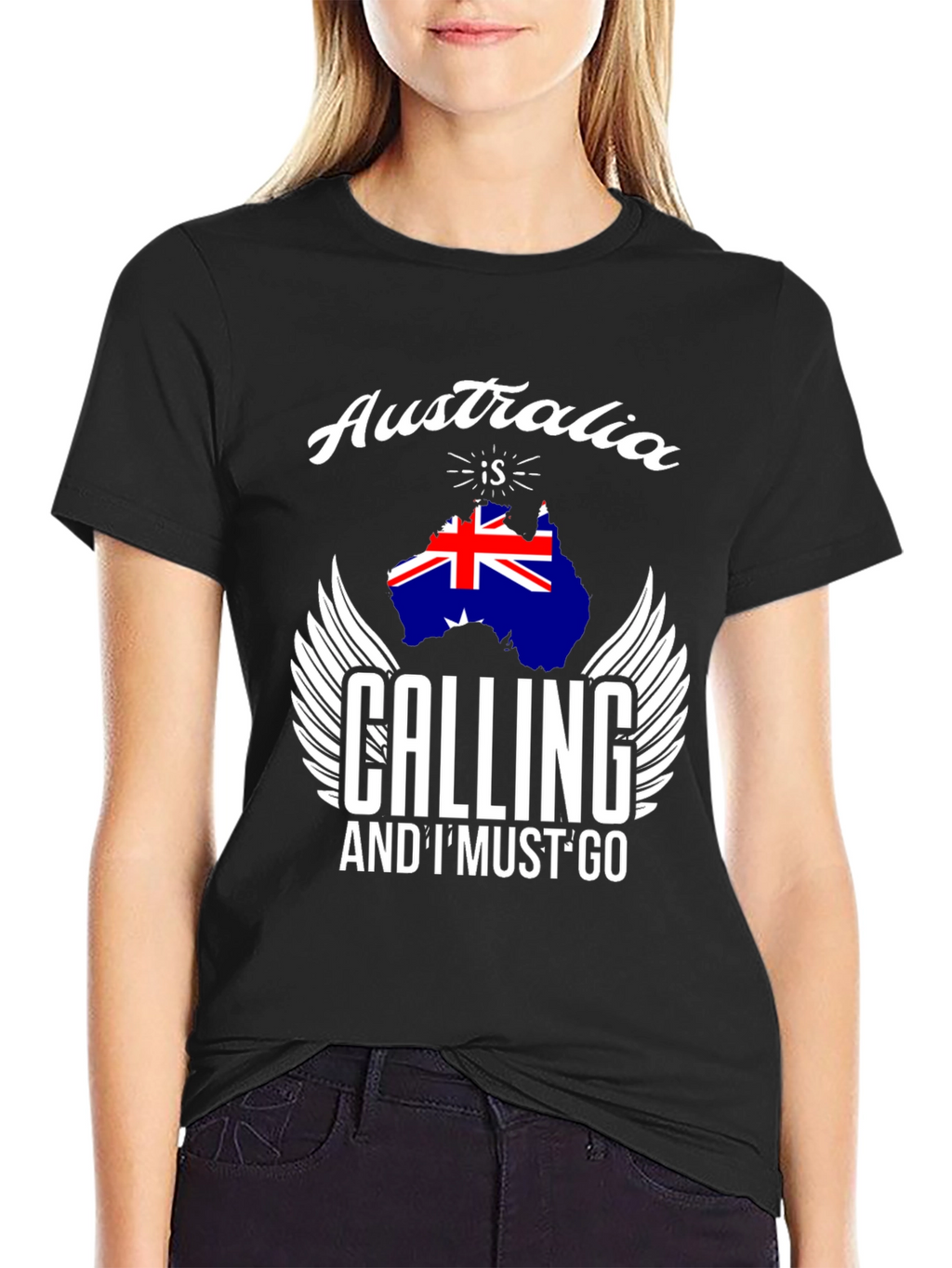 Australia Calling T-Shirt Black Cotton