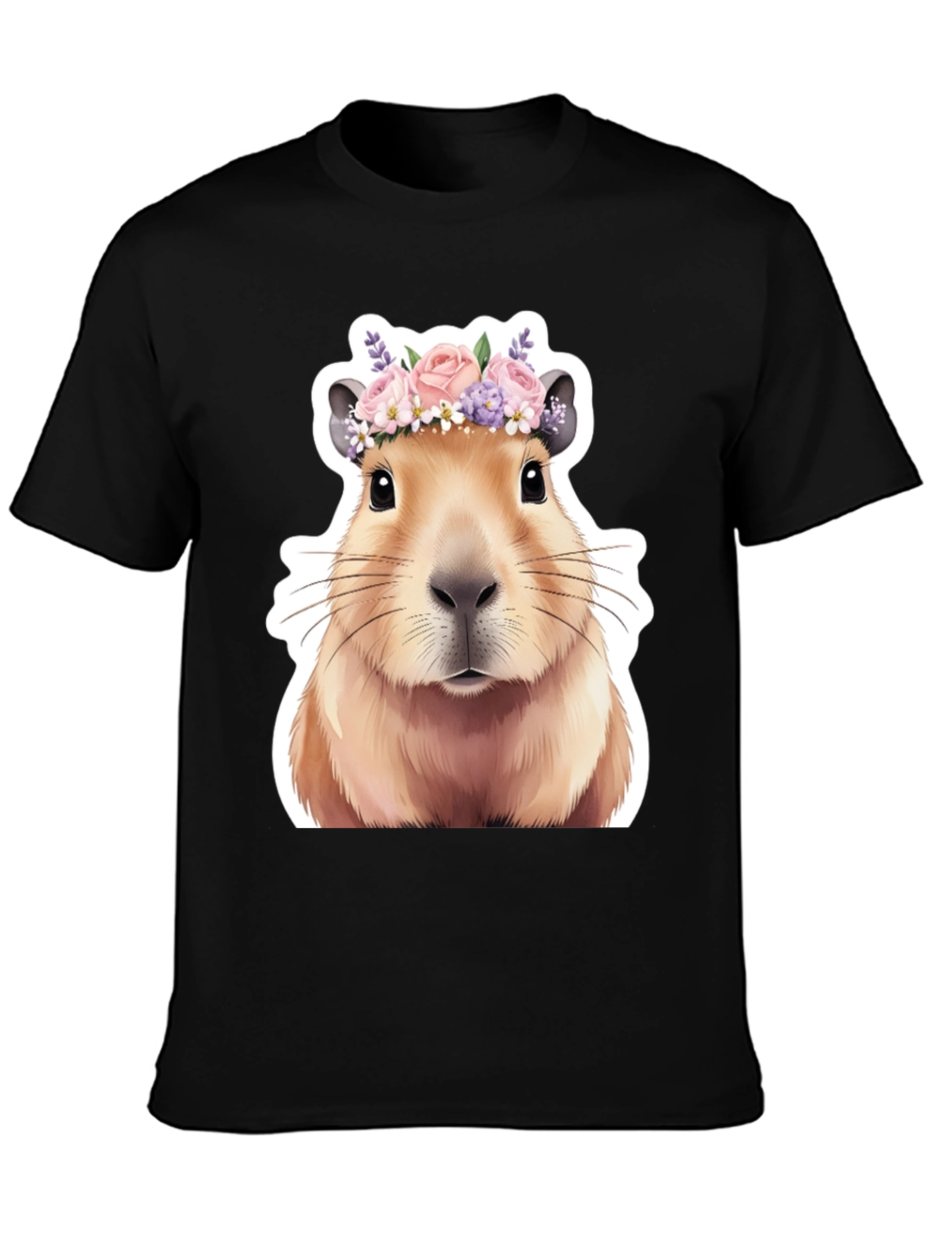 Capybara Flower Crown T-Shirt - Adorable Graphic Tee