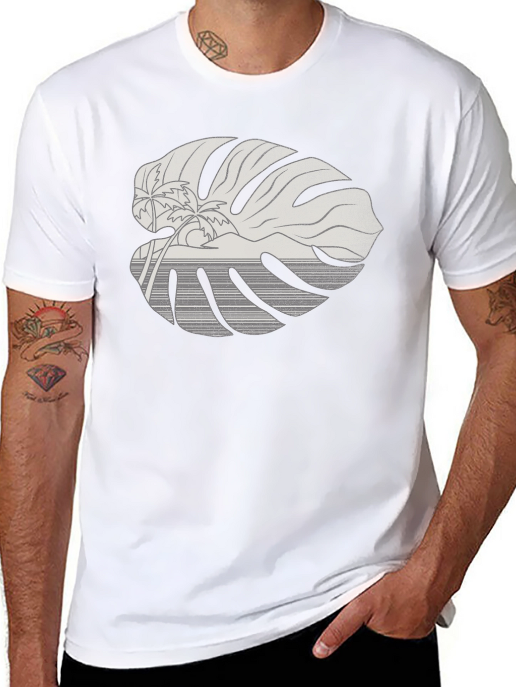 Tropical Monstera Leaf Graphic Tee
