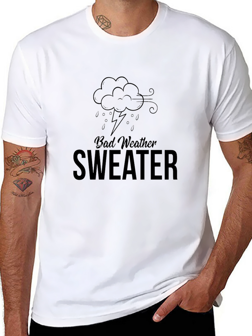 Bad Weather Sweater Graphic Tee - Black