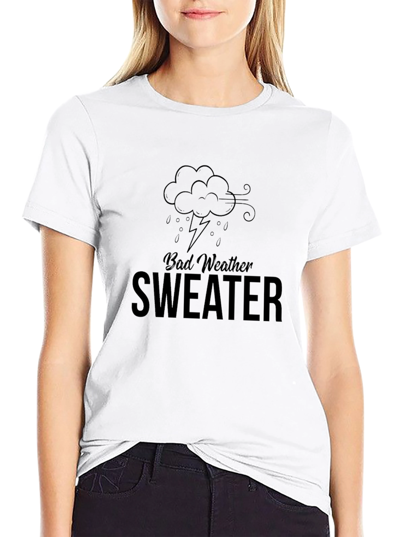 Bad Weather Sweater Graphic Tee - Black