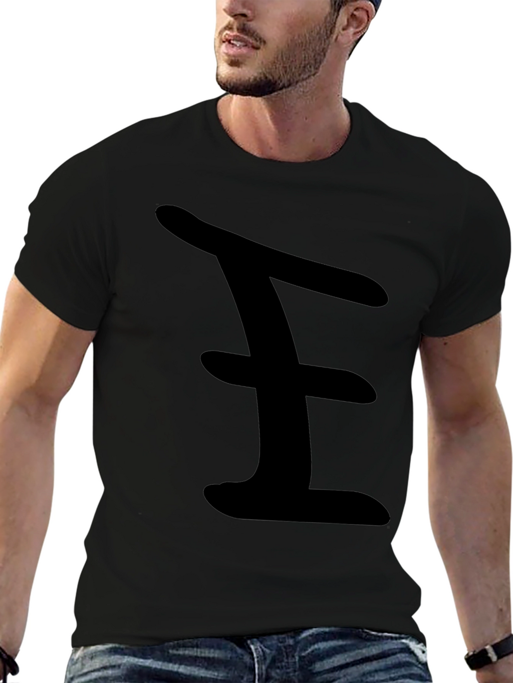 Bold Black Tee with Abstract Design
